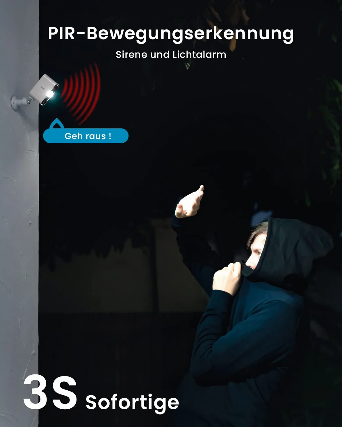 ieGeek Kamera do monitoringu 2K/3 MP, na zewnątrz, bezprzewodowa, z kolorową wizją nocną, wykrywaniem ruchu PIR, chmura/karta pamięci, IP66, dwukierunkowa, dźwięk 2,4 GHz
