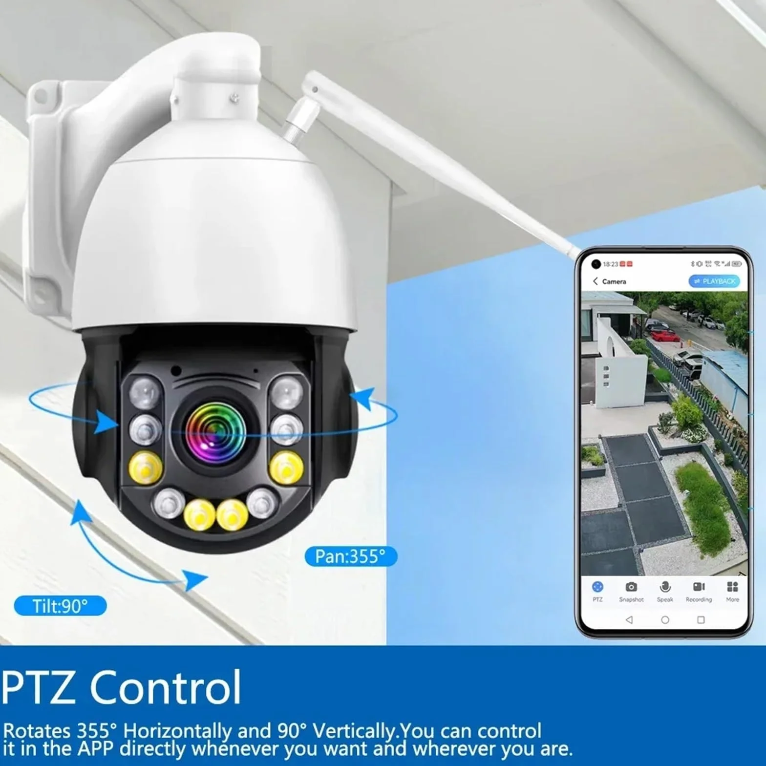 Kamera bezpieczeństwa, 4K 8MP WiFi kamera monitorująca wideo 50X Zoom optyczny CCTV AI wykrywanie człowieka bezpieczeństwo zewnętrzne PTZ IP 60m kolorowy noktowizor(50X WIFI No Card)