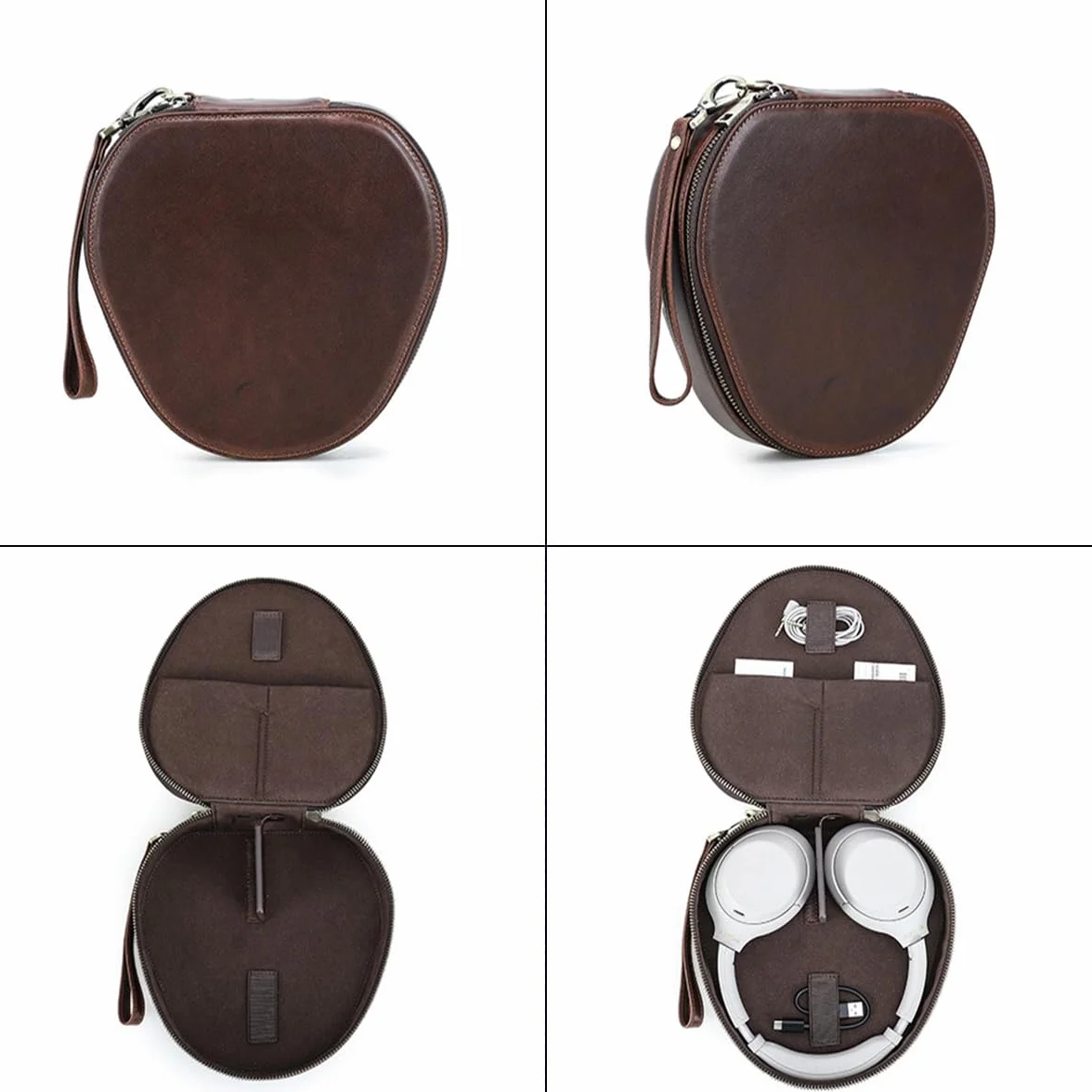 Etui na słuchawki z prawdziwej skóry kompatybilne z Sony WH-1000XM6, WH-1000XM5, WH-1000XM4, przenośne bezprzewodowe etui do przechowywania słuchawek, ręcznie robione etui ochronne ze skórzanym