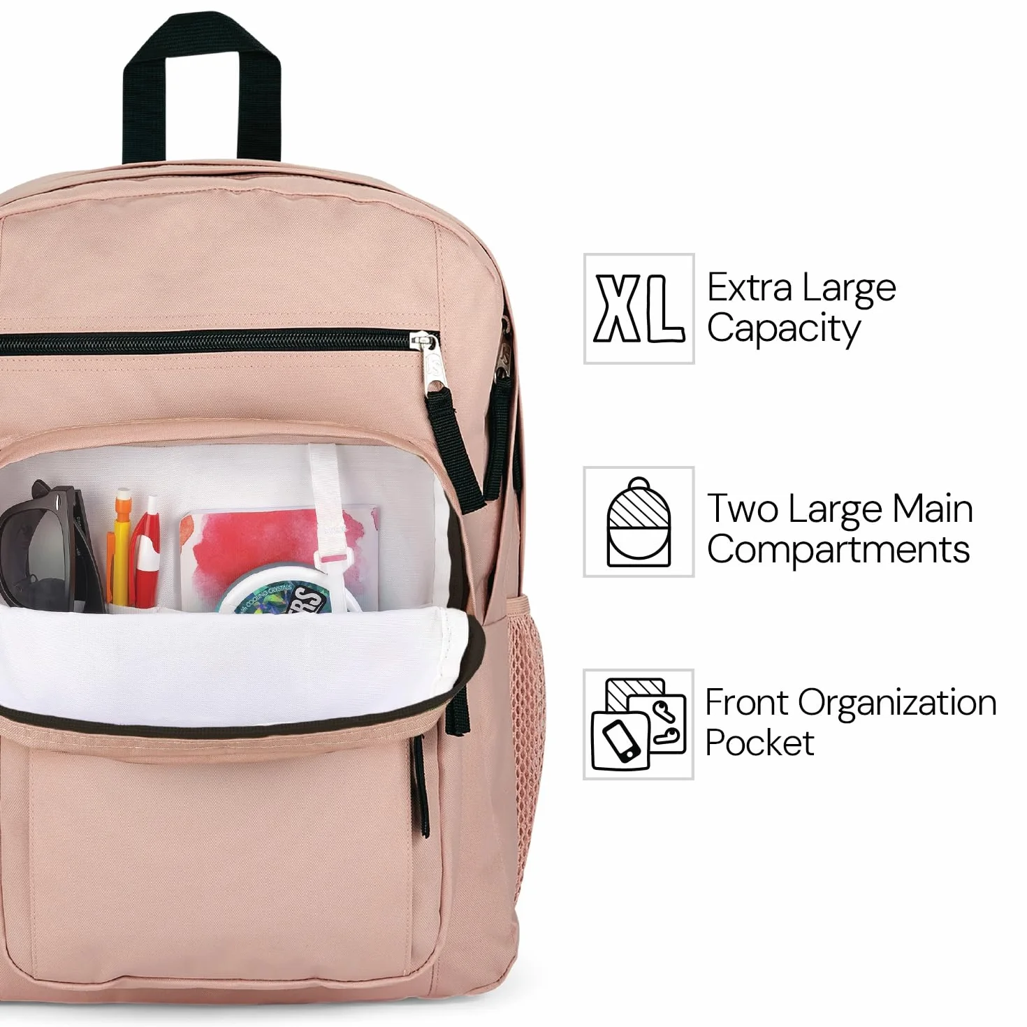 JanSport Plecak na laptopa – torba na komputer z 2 przegródkami, ergonomiczne paski na ramię, pokrowiec na laptopa 38.1 cm, uchwyt holowniczy, złe kokardki