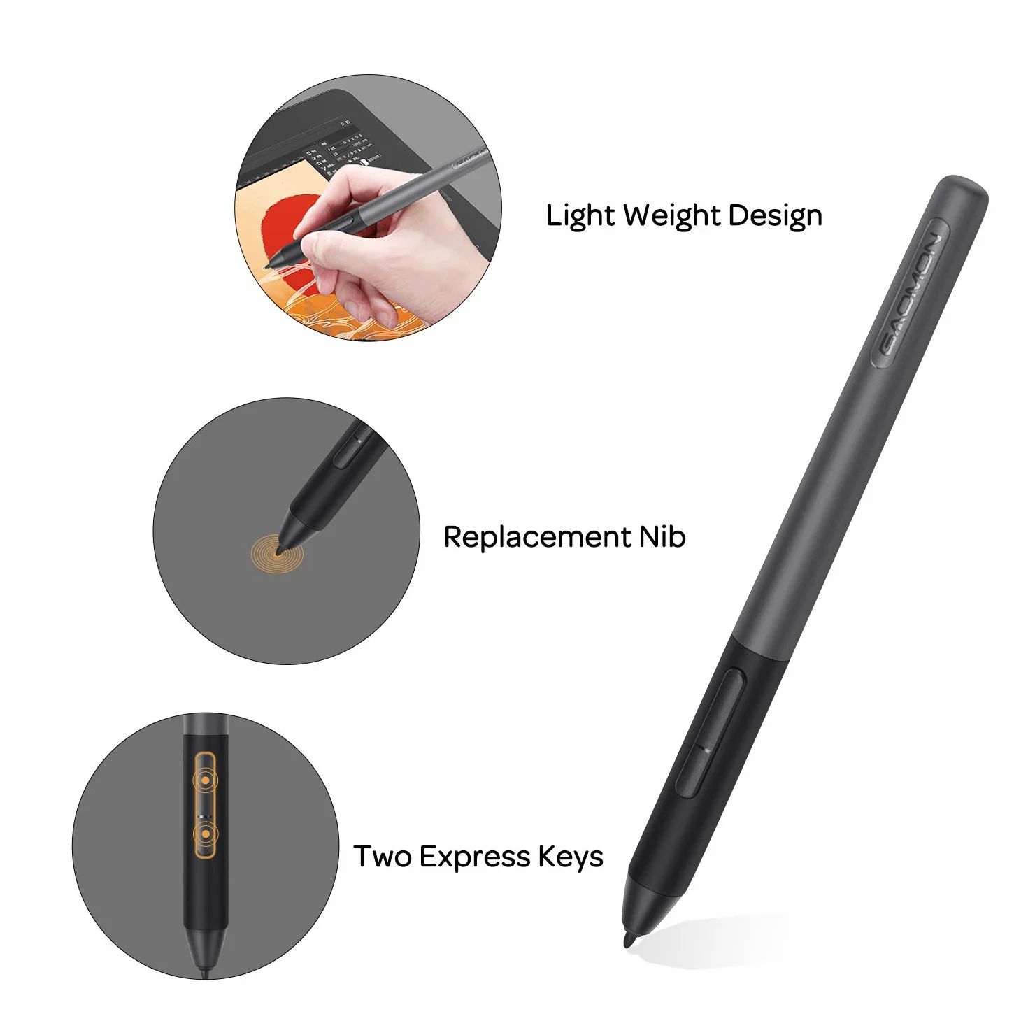 GAOMON ArtPaint AP50 rysik bezbateryjny z 8192 poziomami nacisku pióra do PD1161/PD1220/PD1320/PD1561/PD156Pro