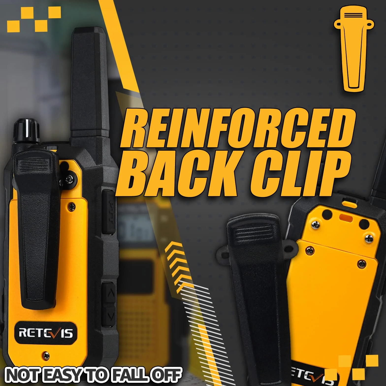 Retevis RB648 Heavy Duty Walkie Talkie, Wodoodporne Dwukierunkowe Radio IP67, Podwójny PTT, 2000 mAh, Awaryjne Krótkofalówki dla Dorosłych na Plac Budowy(2 Szt, Żółty)