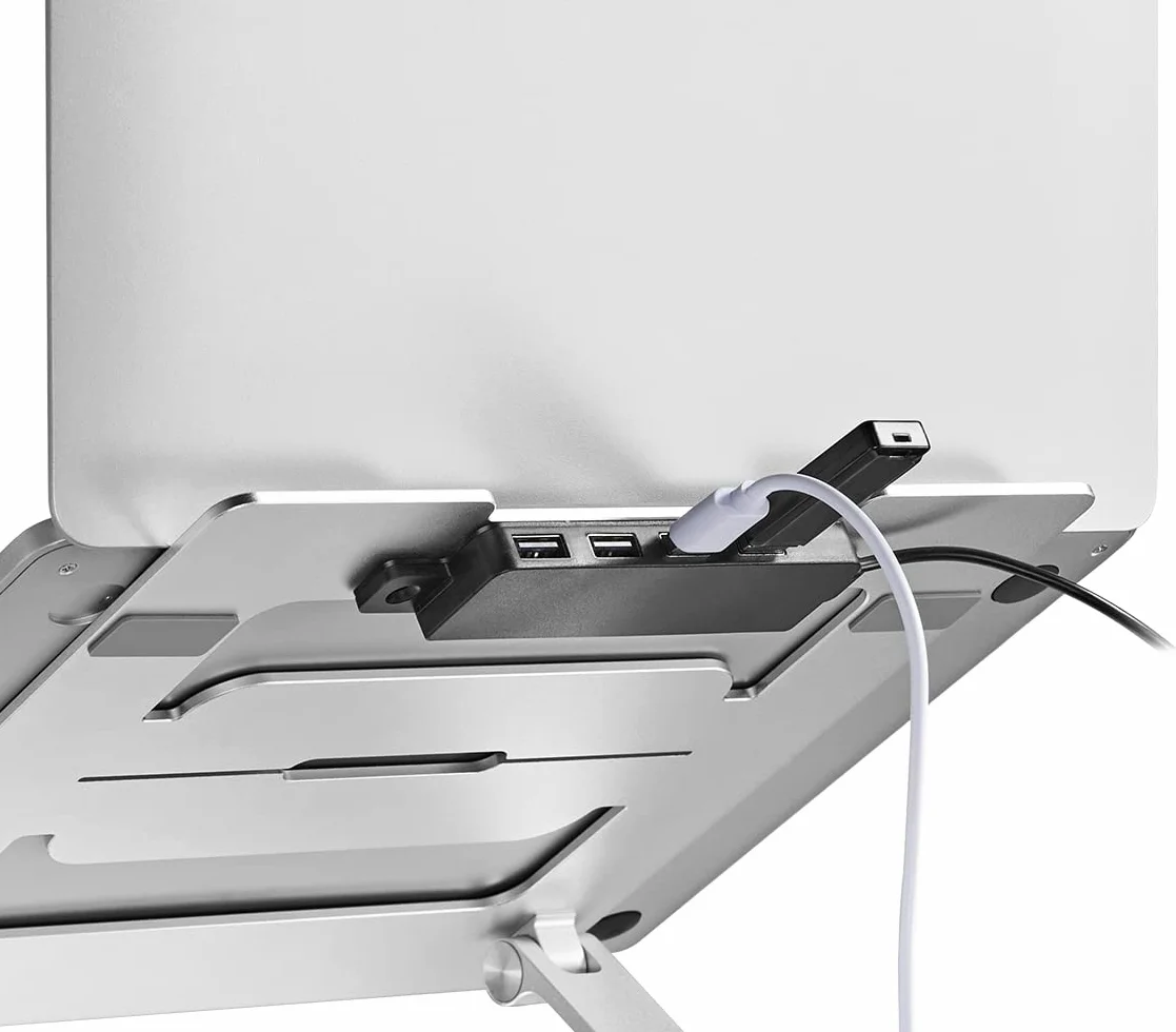 myWall Stojak na laptopa HT17L, ergonomiczny uchwyt na laptopa na biurko, notebooka i MacBook, kompatybilny z 11-17 cali, wentylowany i składany, uchwyt na laptopa