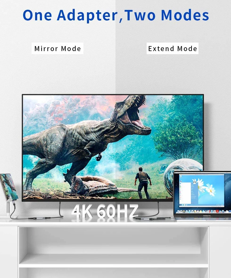 JSAUX Adapter USB typu C na Mini DisplayPort 4K przy 60 Hz, C na mini Display Port Dongle, kompatybilny z MacBook Pro 2019 2018, Dell XPS, Samsung Galaxy S21 S20 Plus, szary