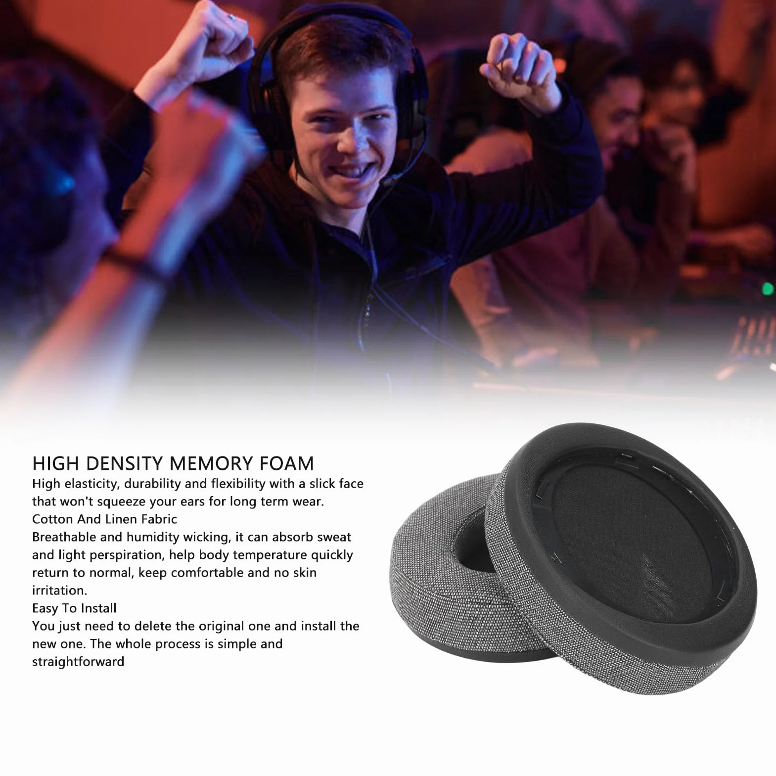 Memory Foam Ear Pads dla SHP9500 SHP9600 Oddychające Nauszniki 2 szt.