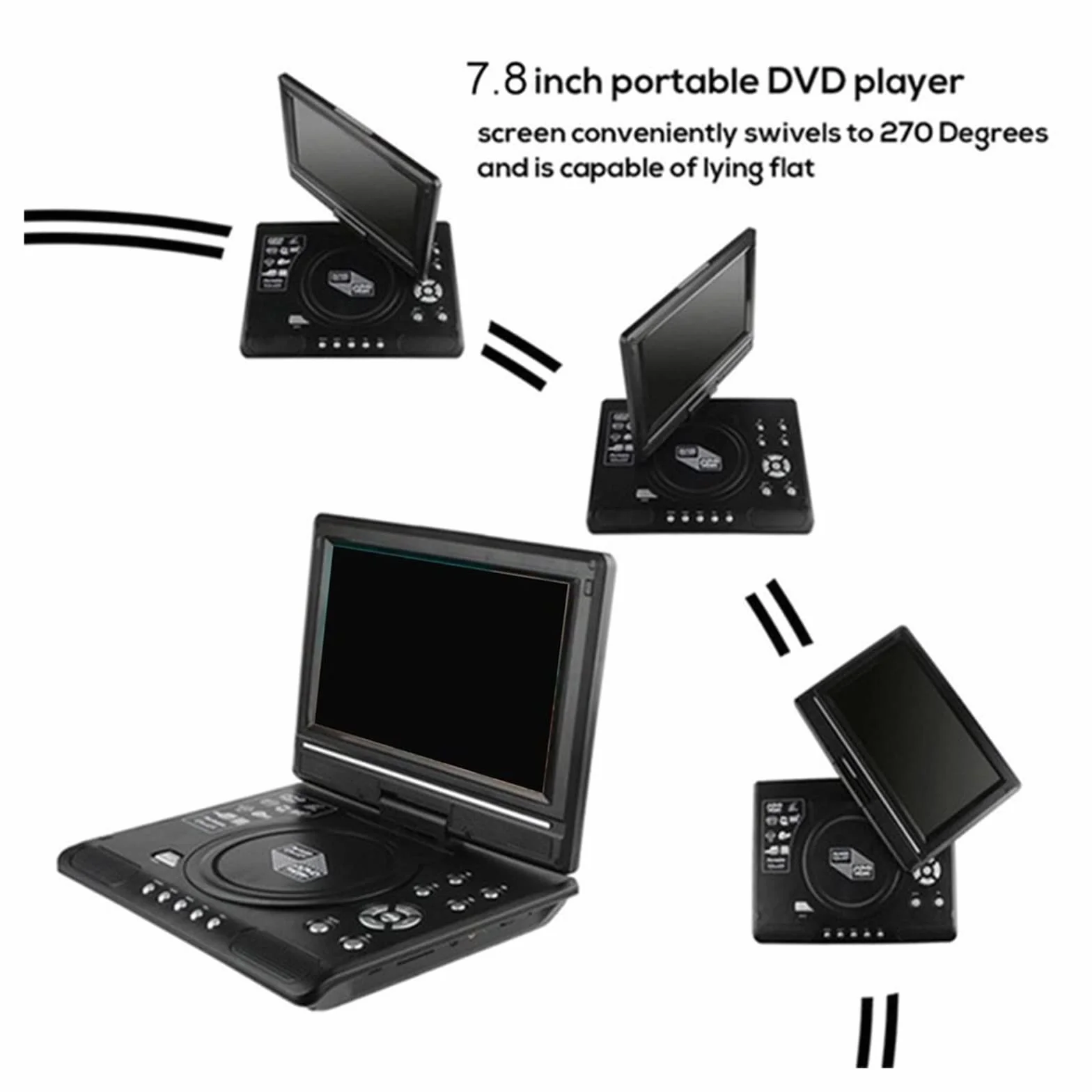 Odtwarzacz DVD Samochodowy system multimedialny 7,8-calowy odtwarzacz z ekranem Przenośny wysokiej rozdzielczości Vcd Mp3 Dvd Usb Z TV/FM/USB, Zgodność Z Wieloma Formatami