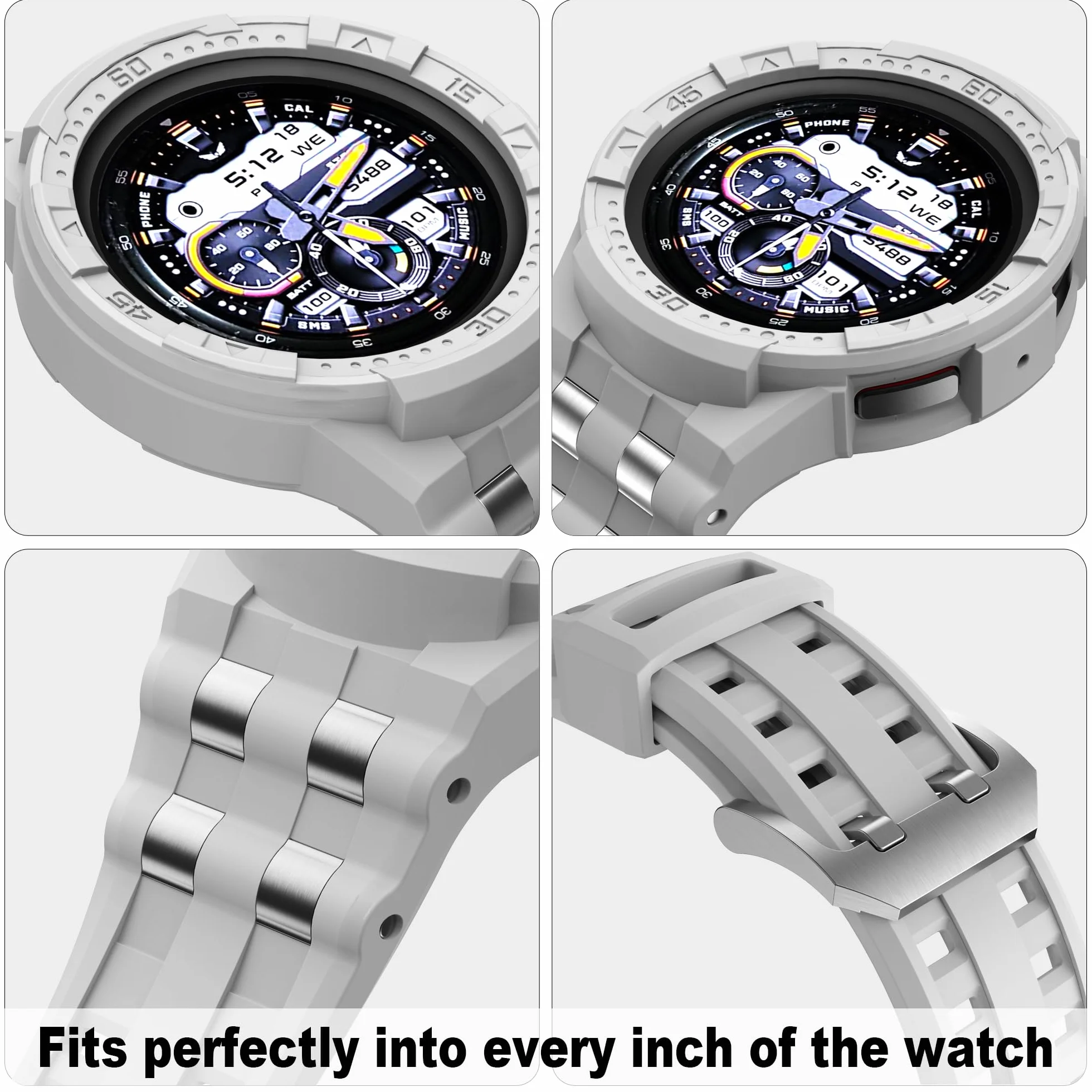 Etui kompatybilne z zegarkiem Samsung Galaxy Watch 5 Pro Band z etui do Galaxy 5 Pro 45 mm 2022, męskie, szare