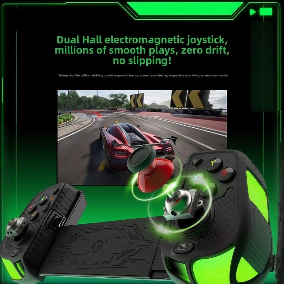 RiseNova Mobilny kontroler do gier z systemem Android i iOS, podwójny joystick do precyzyjnego sterowania, materiał ABS, ergonomiczny uchwyt na długie sesje, czarny
