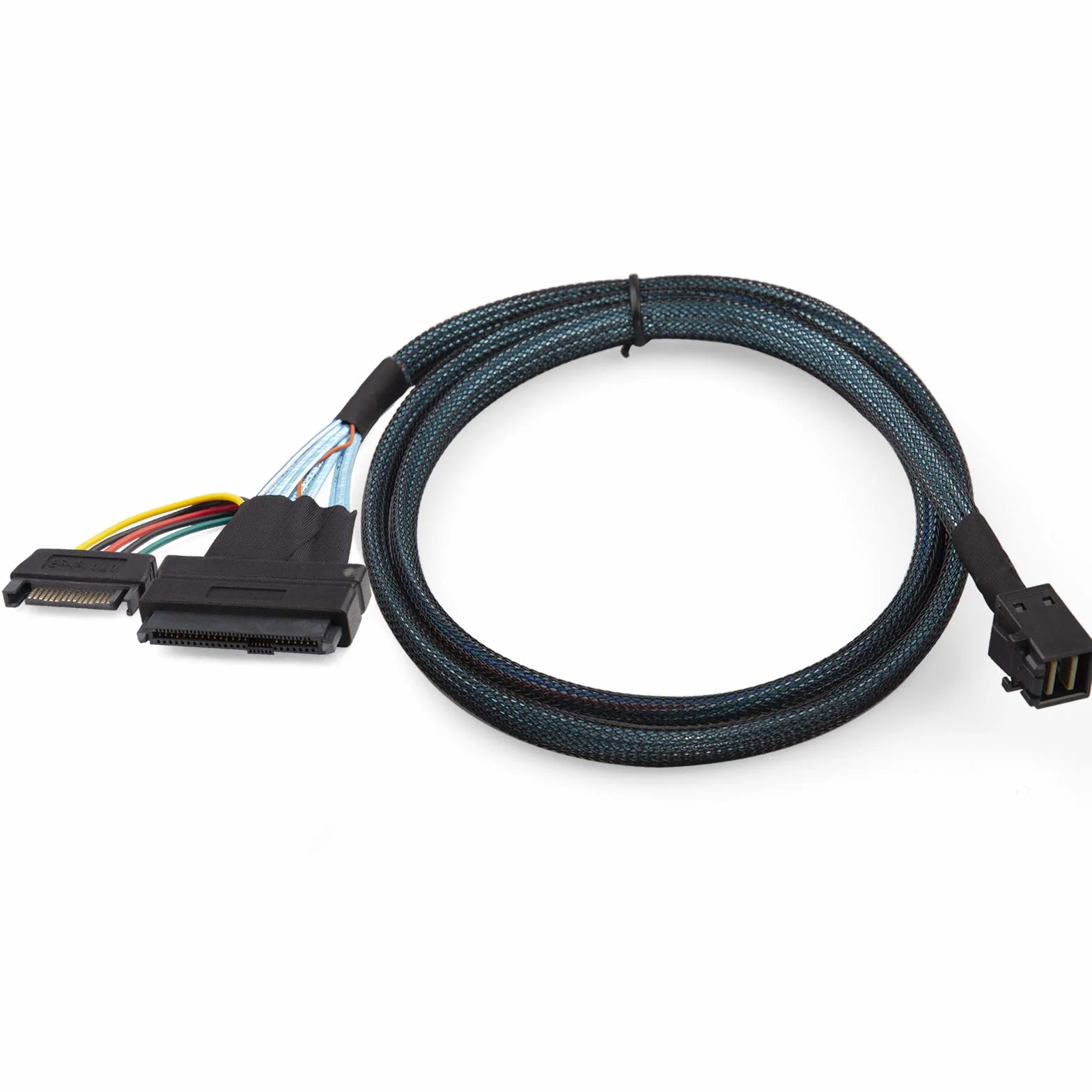 10Gtek 12G Wewnętrzny Kabel Mini SAS SFF-8643 do U.2 SFF-8639 NVMe SSD z 15 pinowym złączem zasilania SATA, PCIe 4.0, 85 Ohm, 1m/3.3ft