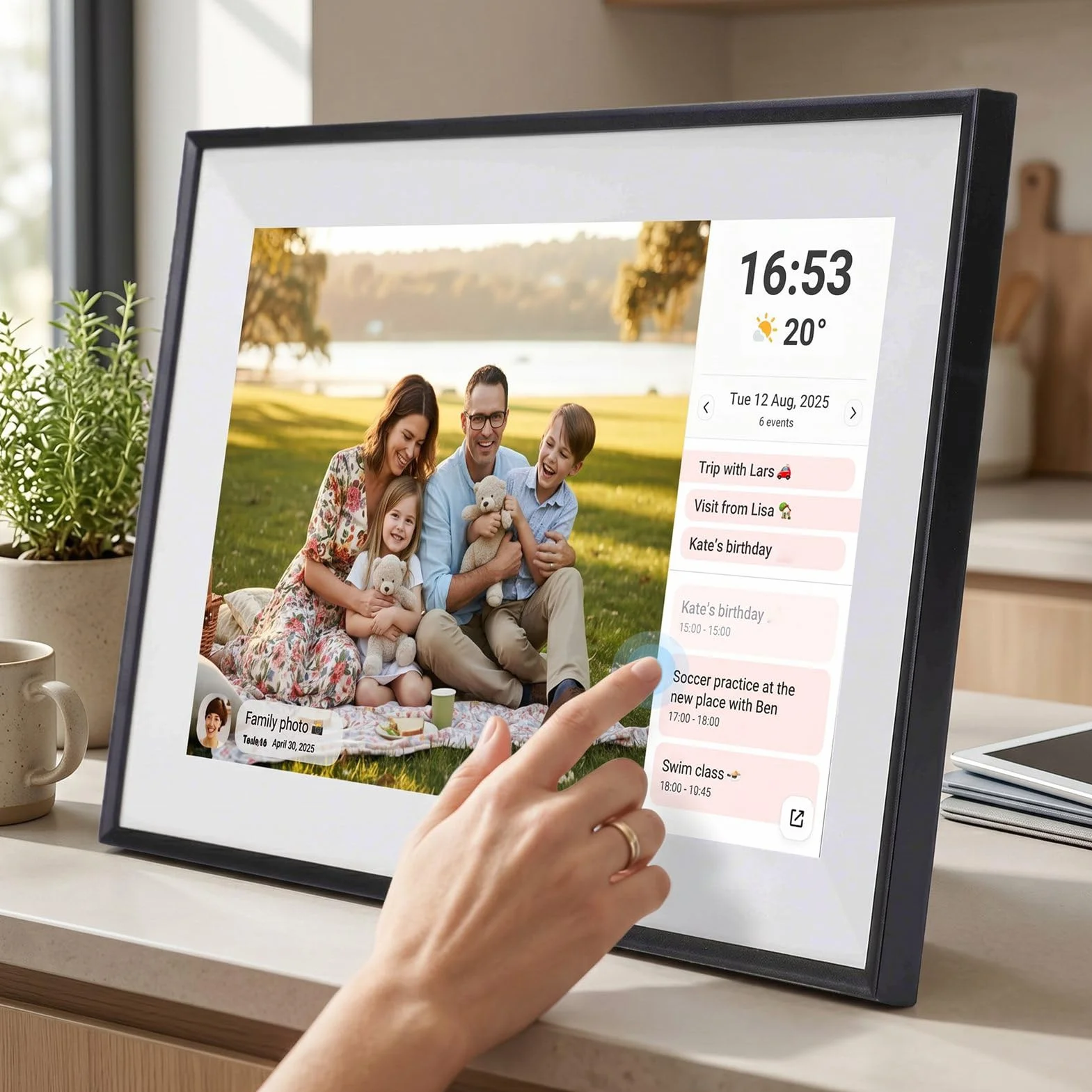 Inteligentny Kalendarz Cyfrowy o Przekątnej 10,1 Cala, Planer Rodziny z Ekranem Dotykowym Wi-Fi i pamięcią 32 GB, Ramka na Zdjęcia HD, Synchronizacja Kalendarza Google,
