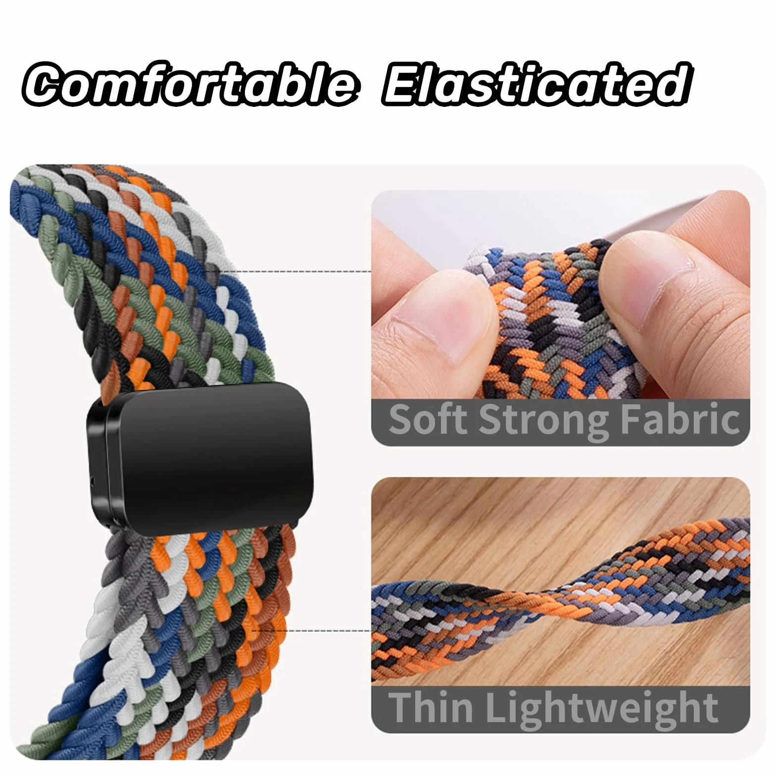 Compatible with Apple Watch Strap 49mm 46/45/44/42mm 42/41/40/38mm, Elasticated Magnetic Nylon Strap Band for IWatch Series 11/10/9/8/7/6/5/4/SE 3 2/Ultra 3 2 Men Women