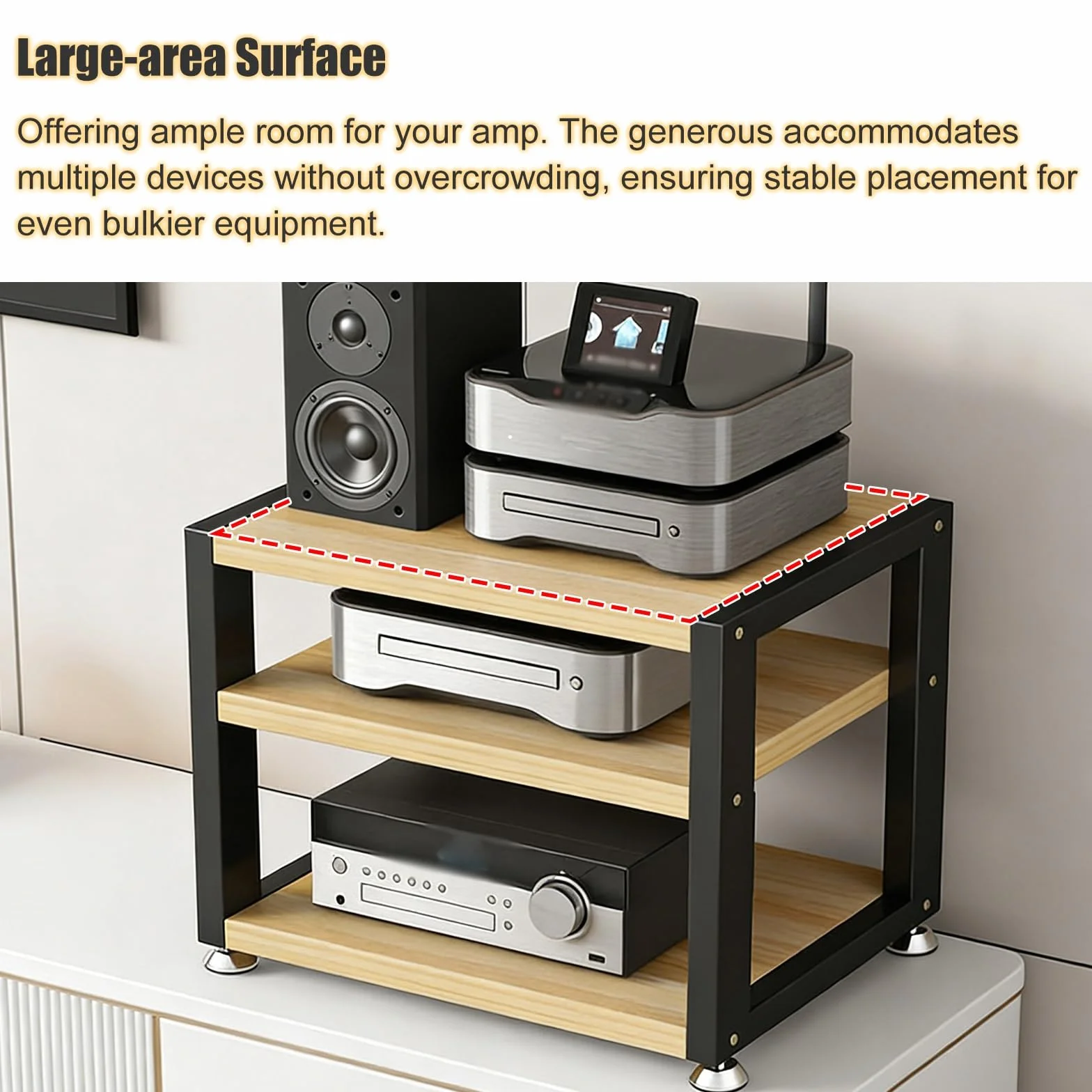 stojak audio hifi Stojaki na sprzęt Hifi, stolik pod telewizor, 4-poziomowa drewniana półka na biurko, szafka na stereo, szafka na głośniki, pionowe stojaki na konsole do gier(#1,W 45CM(17 7/10IN))