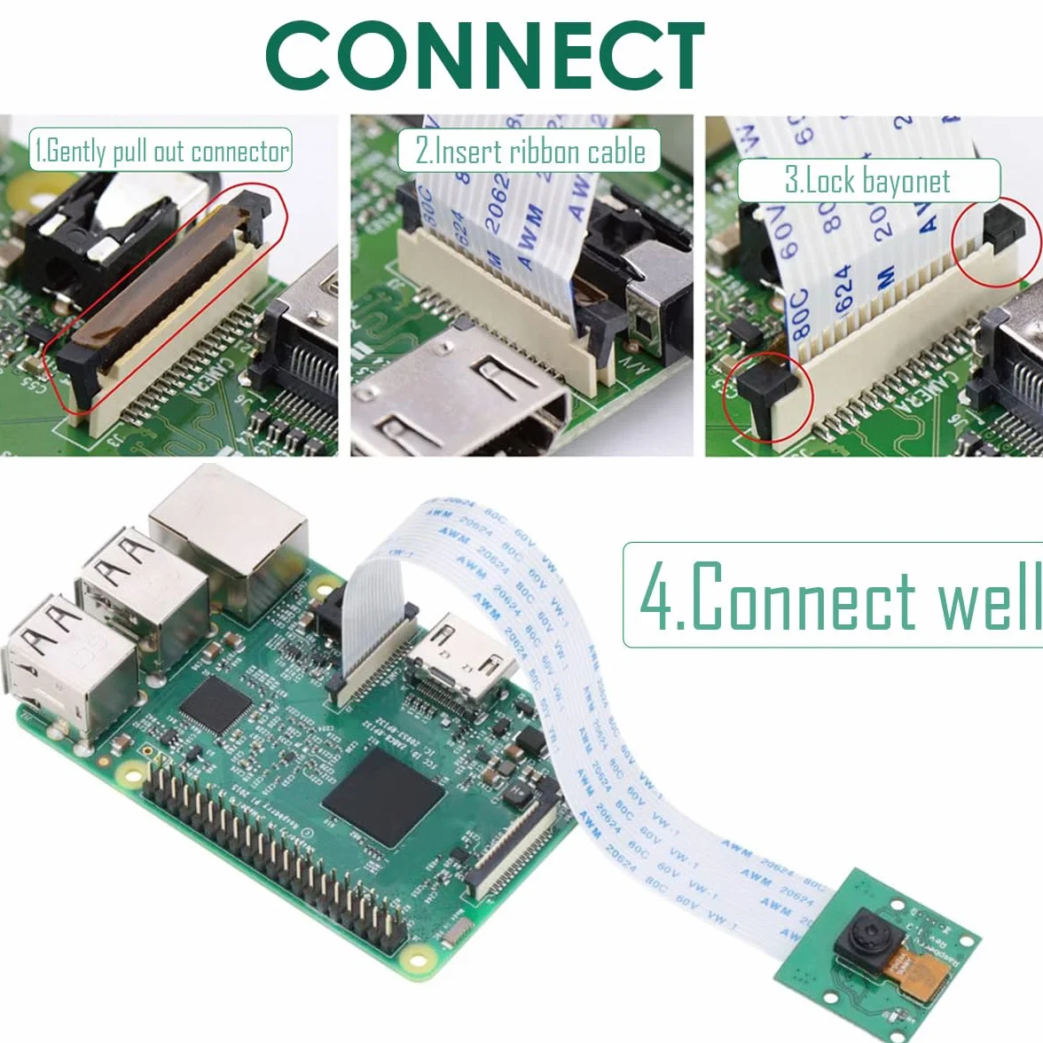 do Raspberry Pi Camera Module Kit, CSI Mini Camera Video Module 1080P 5MP Webcam Support OV5647 z Clear Stand, dla Raspberry Pi Model A/B/B+, Pi 2 i Raspberry Pi 3, Pi Zero/Zero W