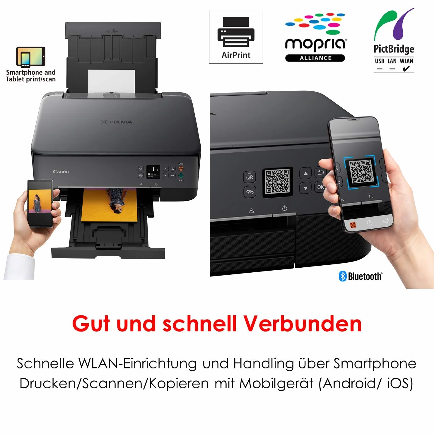 Canon PIXMA TS5350 kolorowa drukarka atramentowa, urządzenie wielofunkcyjne DIN A4 (skaner, kopiarka, OLED, 4800 x 1200 dpi, USB, Wi-Fi, druk dwustronny, 2 podajniki papieru), czarna