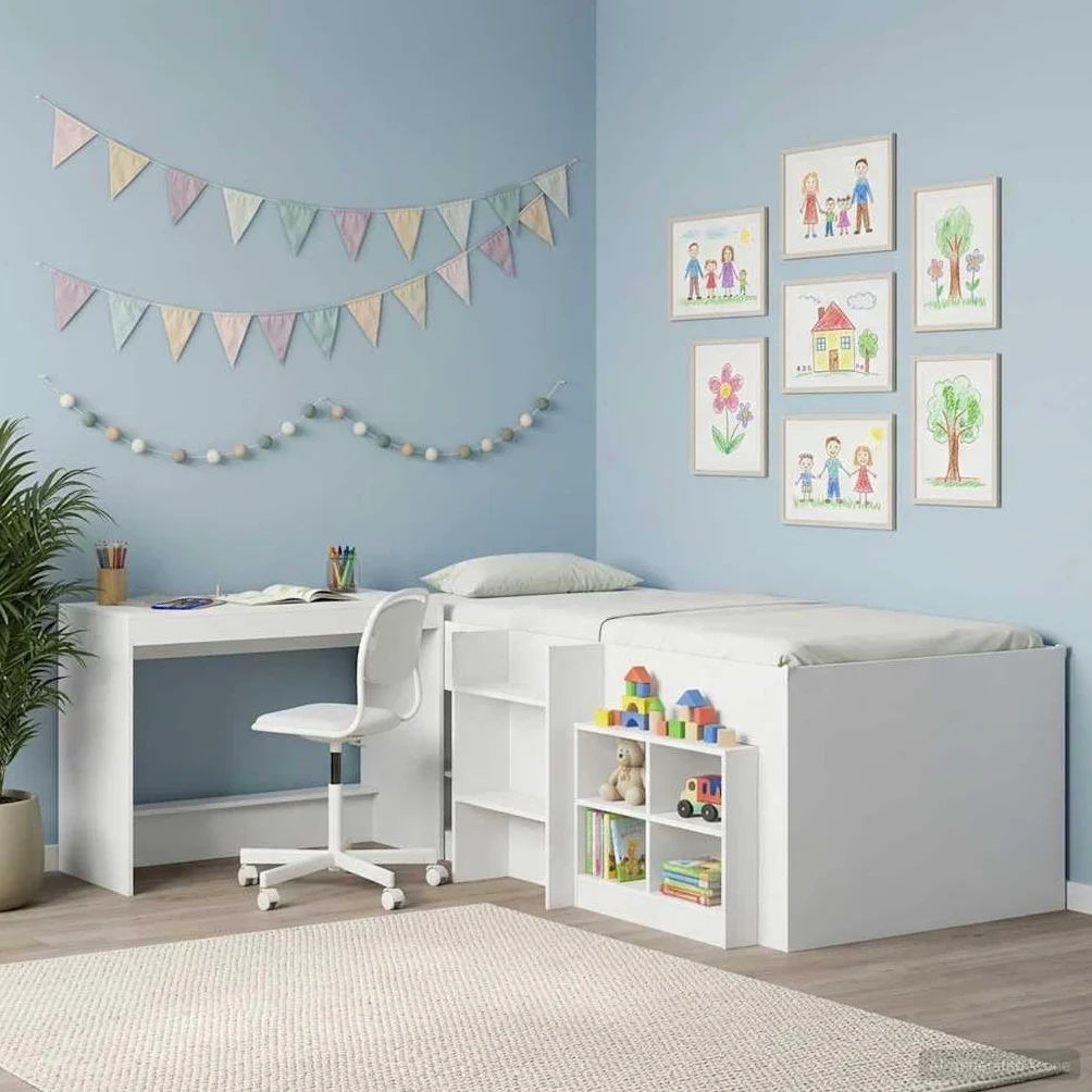 Białe biurko na łóżko z materiału drewnopochodnego 100 x 45 x 75 cm, stolik pod komputer i stół roboczy do komputera i laptopa, zajmuje mało miejsca do domowego biura, wewnątrz i sypialni