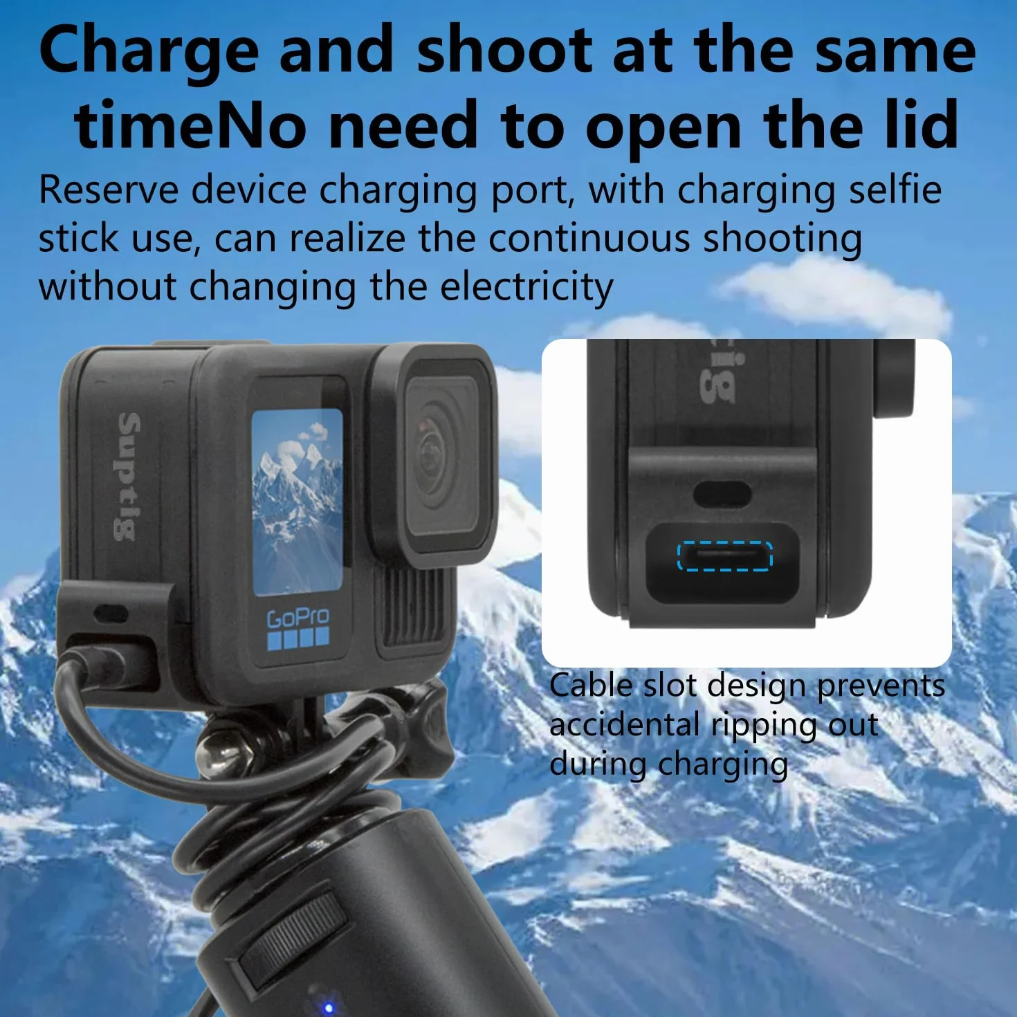 Suptig Ulepszona pokrywa drzwi baterii, zapasowe drzwi boczne do GoPro Hero 13, 12, 11, 10, 9, wodoodporna IPX 6 wodoodporna