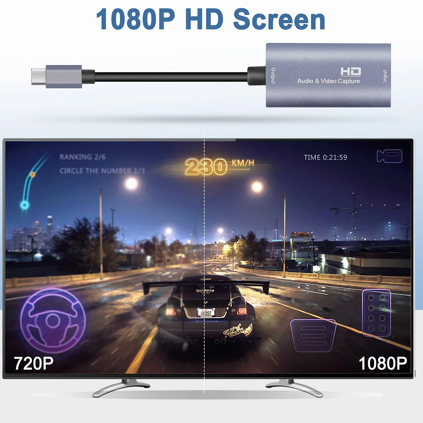 Guermok, Karta przechwytująca HDMI, 2K30FPS / 1080P60FPS, USB3.0, streaming | Streaming, nagrywanie i granie z niskim opóźnieniem, Obsługuje konsole przenośne, Plug & Play bez sterowników, konsole domowe