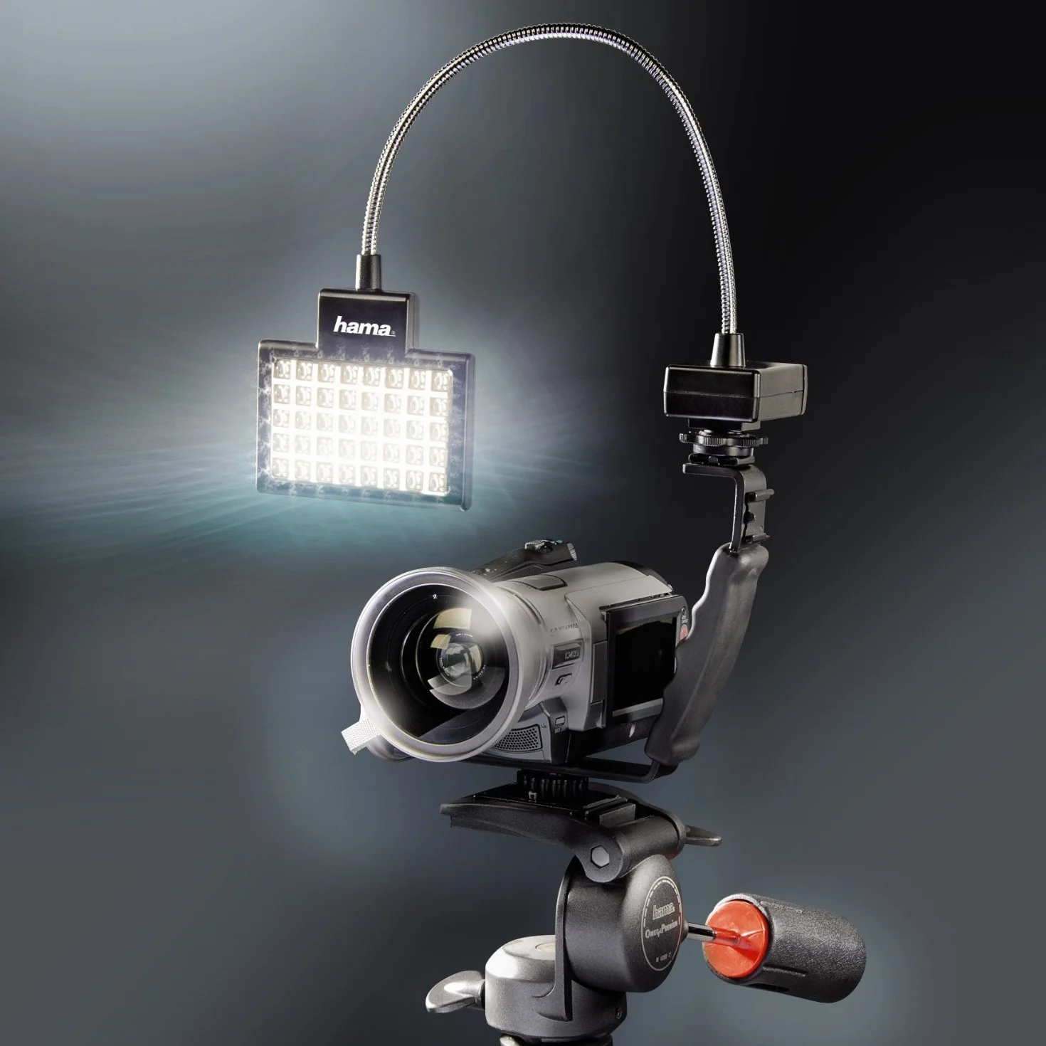 Hama Panel LED do zdjęć/wideo slim 40 do cyfrowych kamer wideo i fotografii z lampą błyskową, z elastycznym ramieniem, czarny