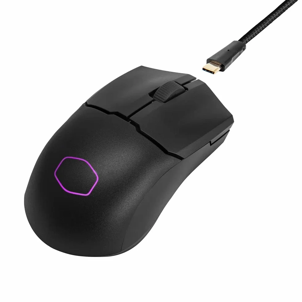 Cooler Master MM712 RGB LED Hybrydowa Bezprzewodowa Mysz do Gier 59g - Sensor Optyczny 19K DPI PAW3370, Przełączniki Optyczne 70mln Kliknięć, System On-The-Fly, MasterPlus+ (38K DPI, tylko PC); Czarna