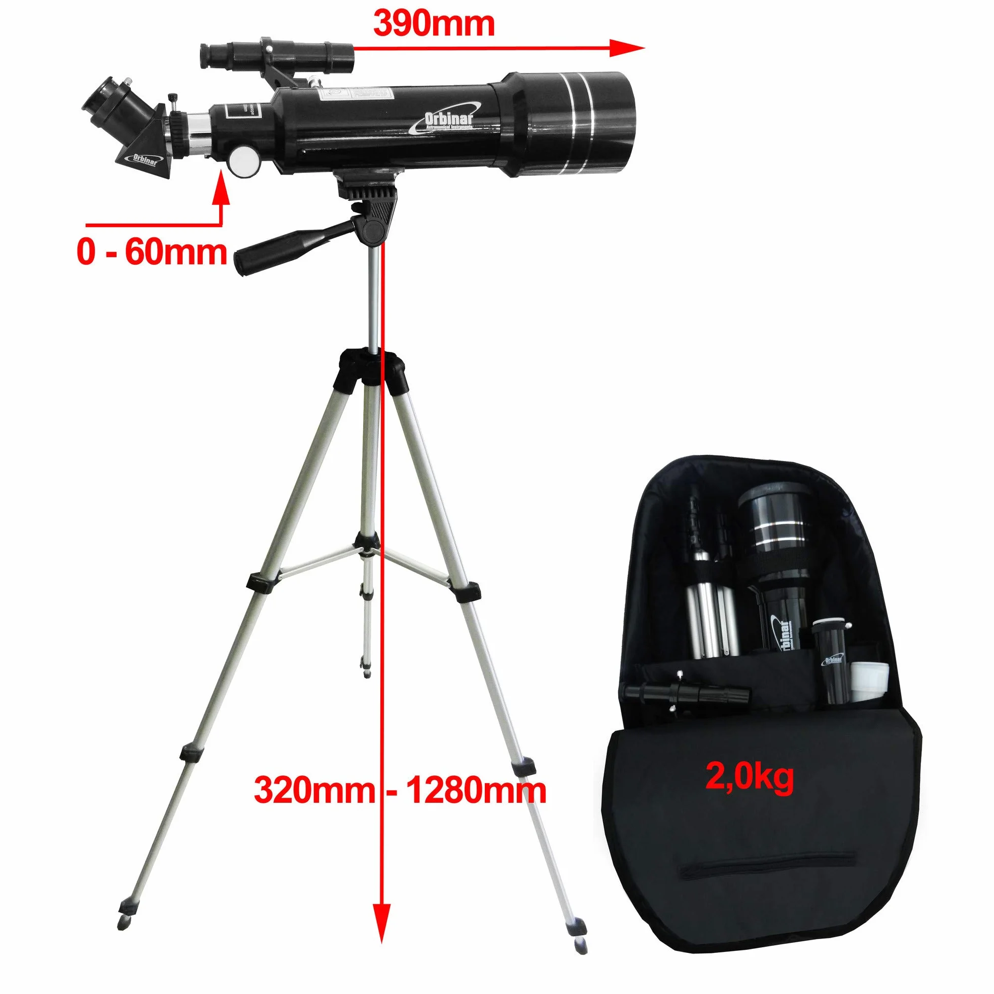 400/70 Reise Teleskop + Rucksack Spektiv Refraktor Fernrohr Astronomie