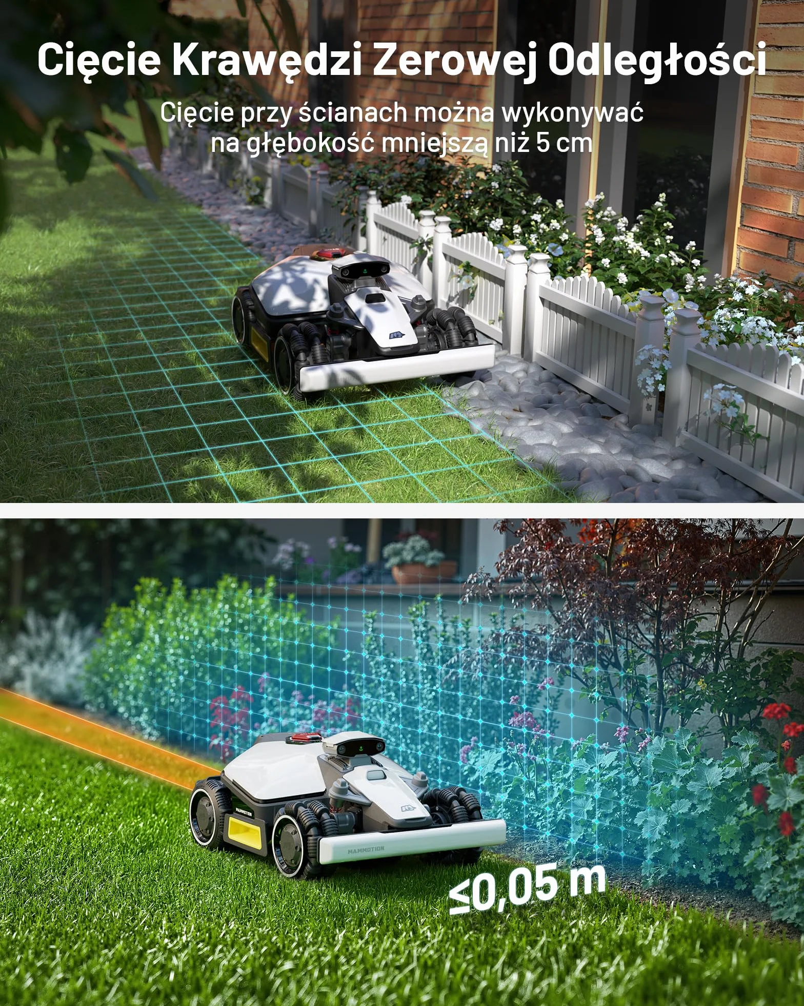 MAMMOTION LUBA mini AWD 1500 Robot Koszący, bez Przewodu Obwodowego, UltraSense AI Vision RTK, 1500 m², 80% Nachylenia, 25-70 mm