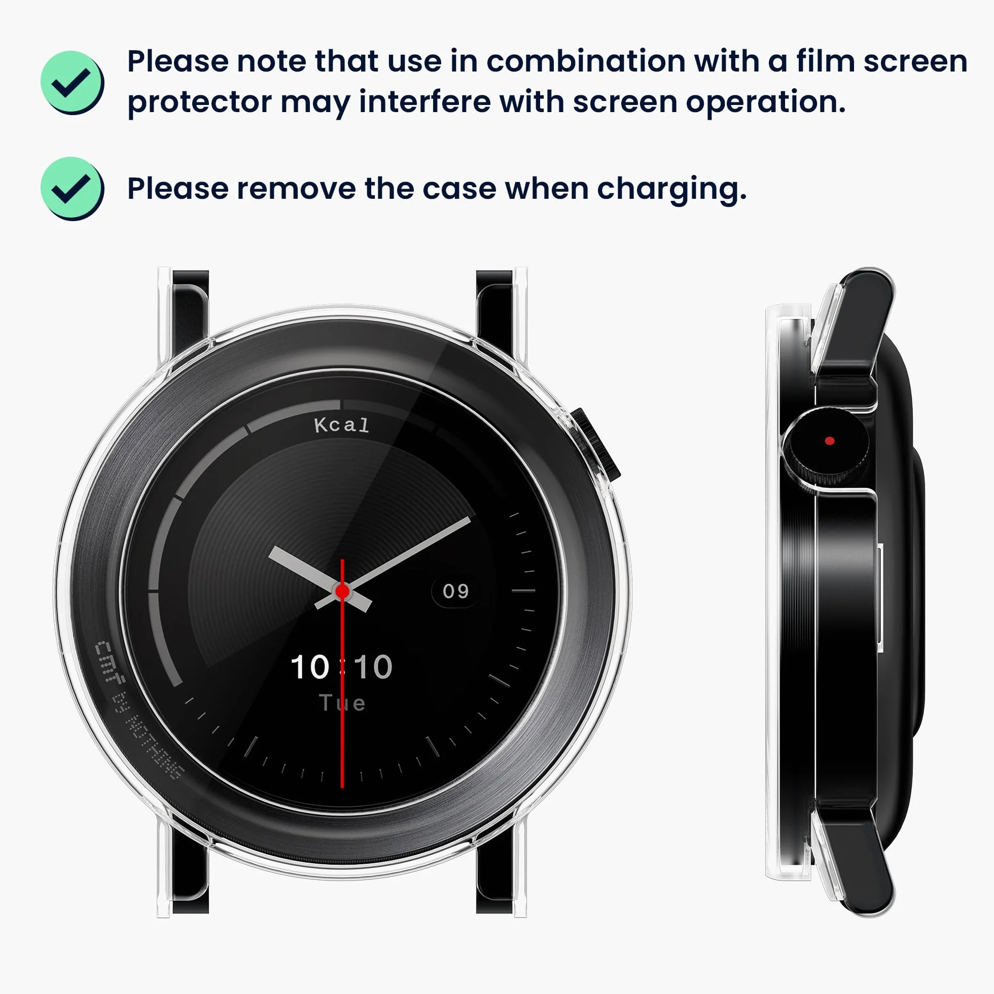 kwmobile Etui kompatybilne z CMF Watch 3 Pro Case - 2X Osłona ekranu ze szkła hartowanego do trackera fitness - przezroczysta-czarna