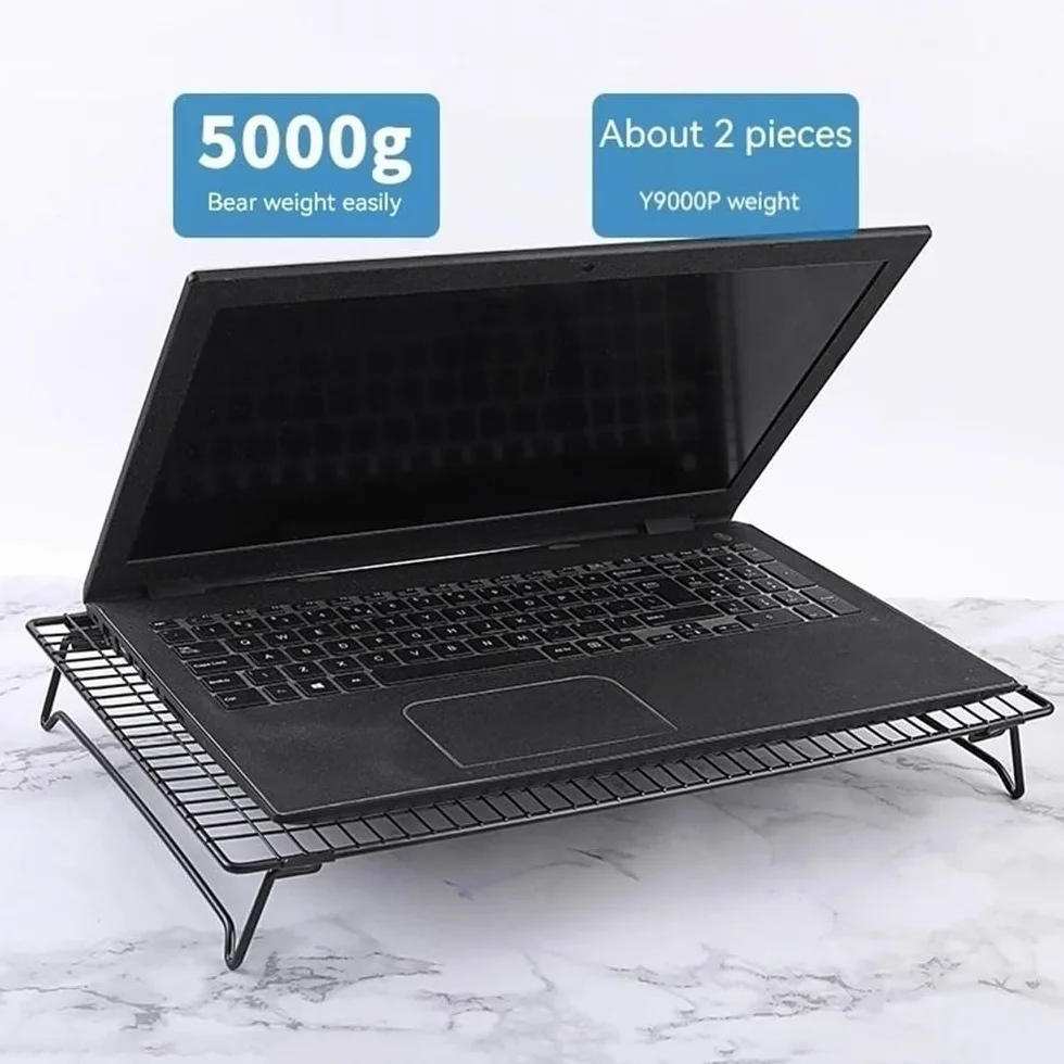 Podstawka pod laptopa, Metal Laptop Stand with Mesh Platform, Ergonomic Cooling Riser - Black,Akcesoria do biurka