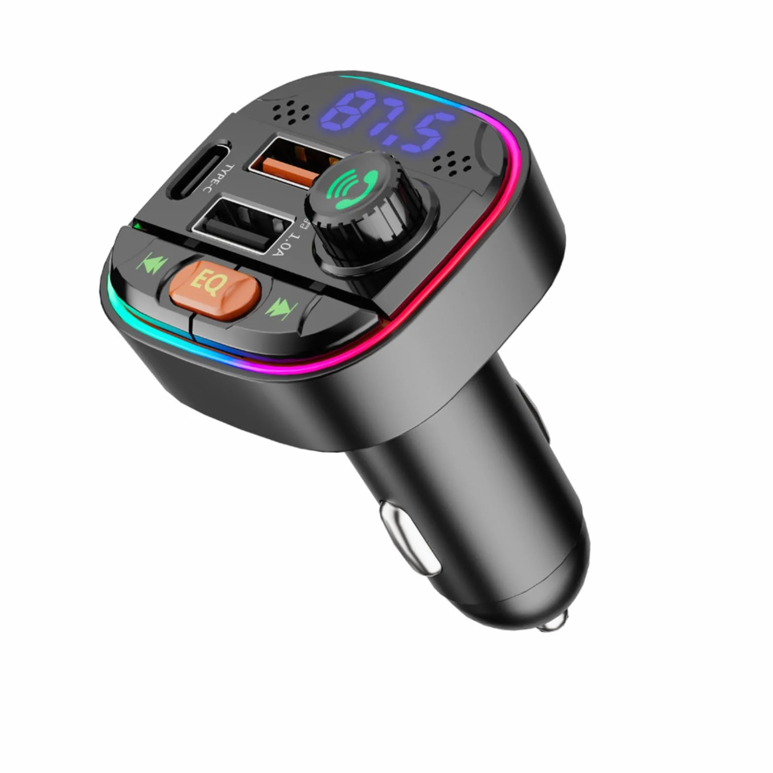Ouitbe ładowarka samochodowa Bluetooth DC12-24V FM transmiter typ C 2 porty USB odtwarzacz MP3