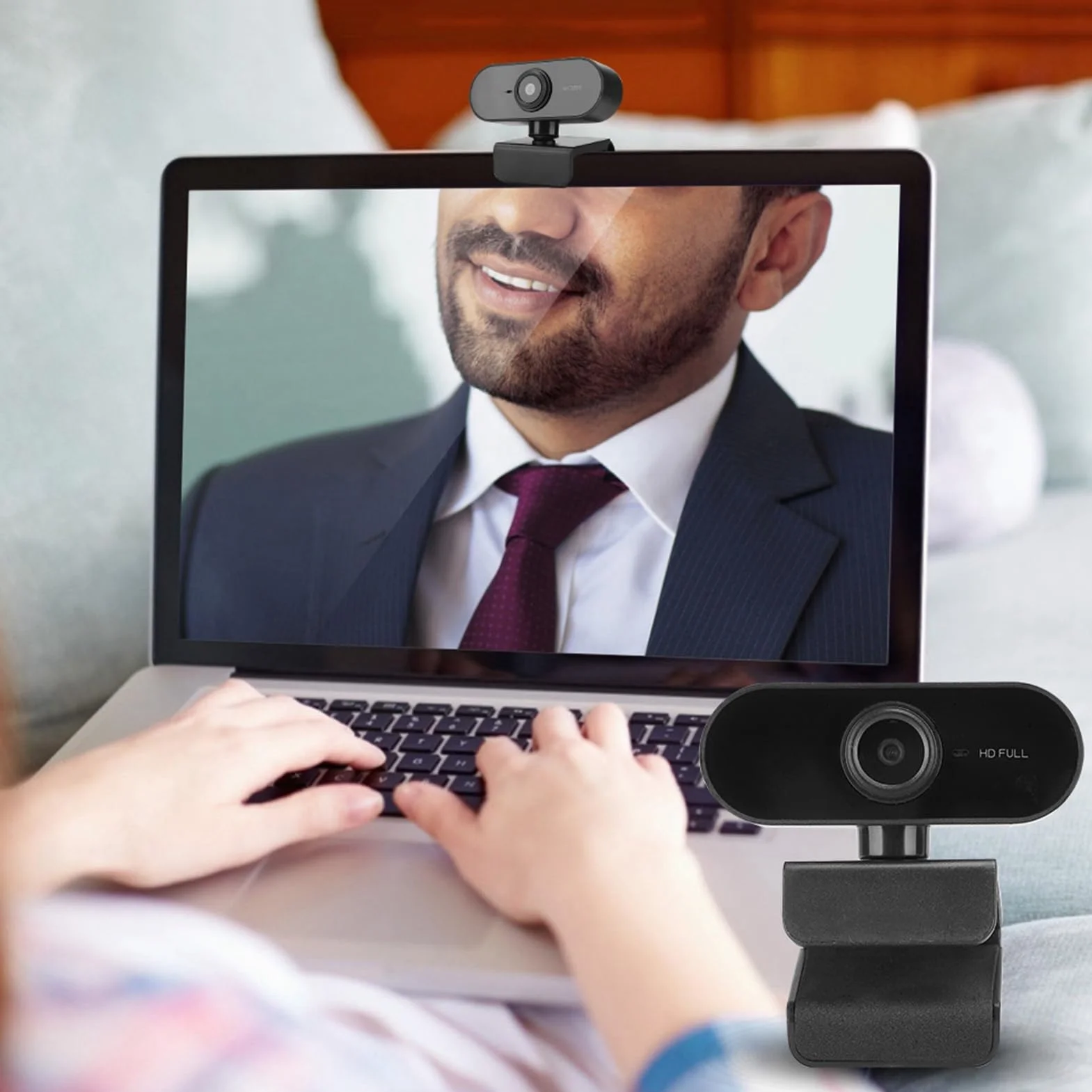 Akozon Full HD 1080P, kamera Circle do rozmów wideo i nagrywania USB, komputer PC, Mac, Laptop, Desktop, Plug & Play, 360° elastyczny obrotowy klips, 1080P z mikrofonem