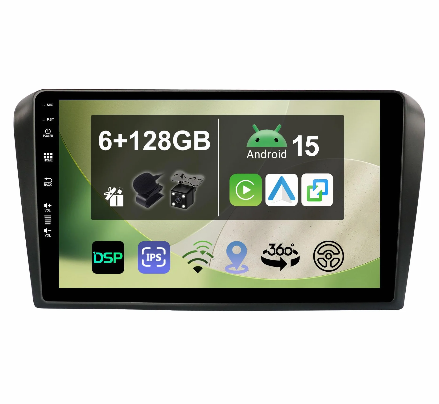 KEC [6G + 128G] IPS 9" Android 15 radio samochodowe do Mazda 3 2004-2012 z nawigacją Octa Core-[wbudowany CarPlay/Android Auto/DSP/Mirror Link/GPS Navi/360 Camera/Bluetooth 5.0/WiFi/USB