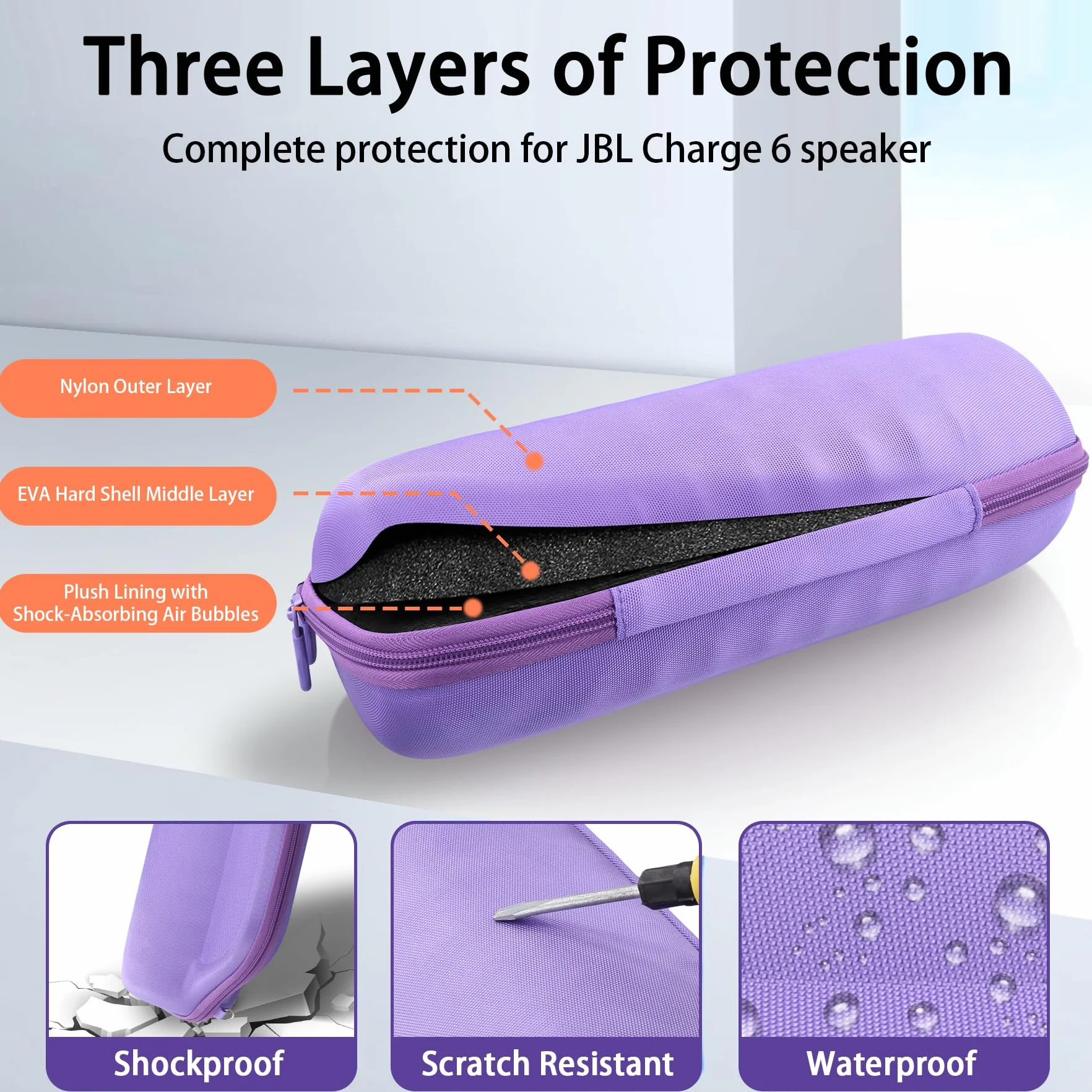 co2CREA Twarda torba przenośna etui schowek na JBL Charge 6 przenośny bezprzewodowy głośnik Bluetooth z odpinanym paskiem na ramię, tylko etui