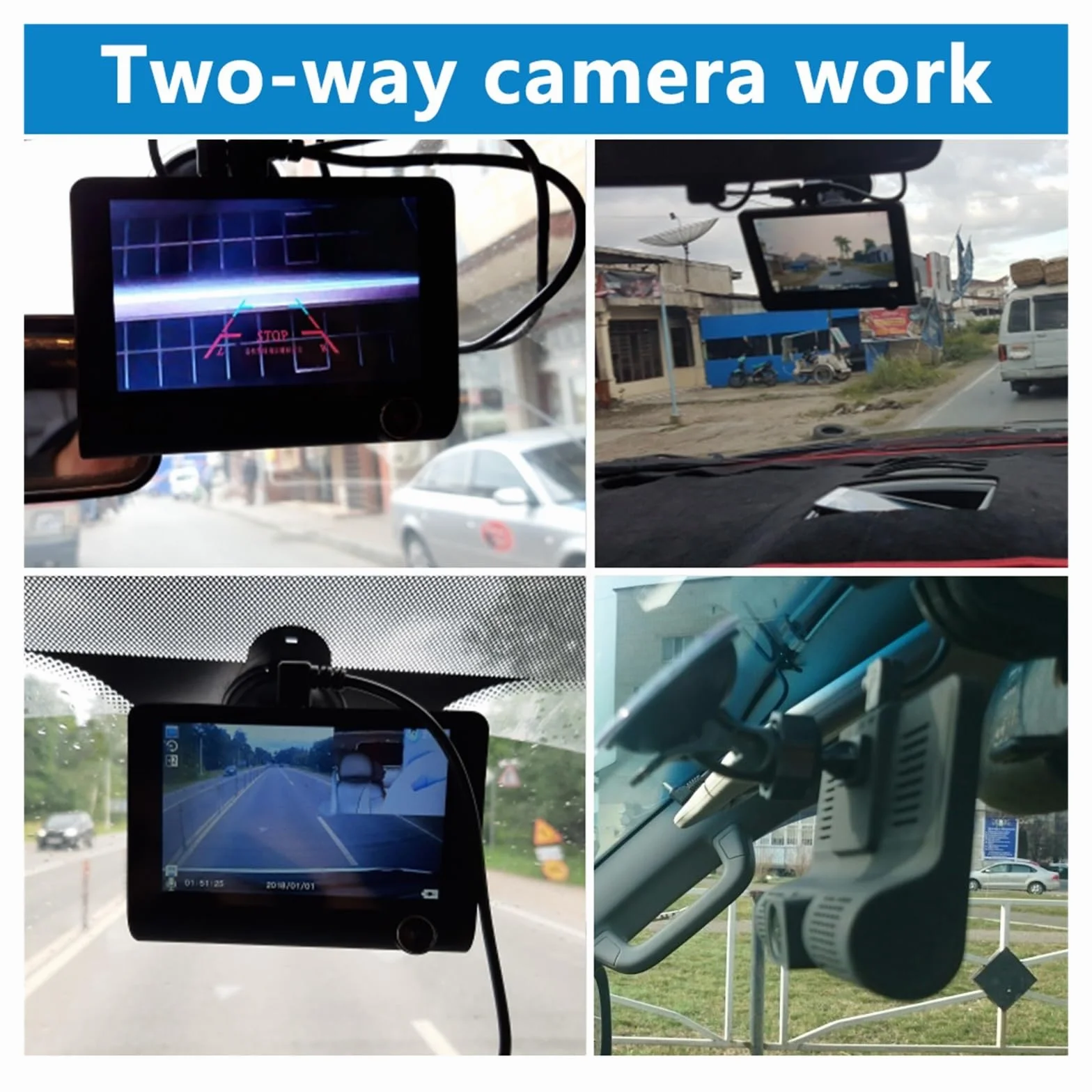 Wideorejestrator samochodowy 3 kamery 4,0 cala kamera na deskę rozdzielczą rejestrator wideo rejestratory z 3-drożnymi kamerami Super Widzenie Nocne(Buck Line-3 Cameras,64G)