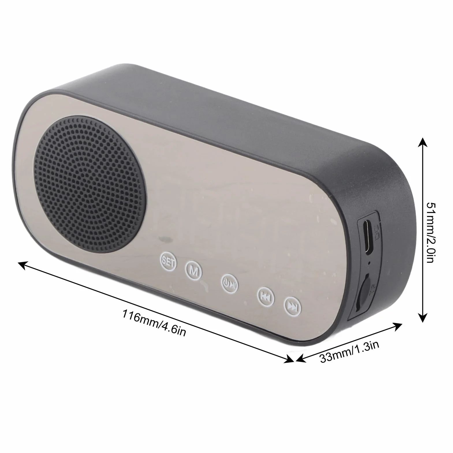 Budzik Radiowy, Ustawienie Podwójnego Budzika, Przenośne, Dostrojone Cyfrowe Radio FM, z Głośnikiem Muzycznym Bluetooth, Duży Ekran LED, Wiadomości, Prognozy Pogody