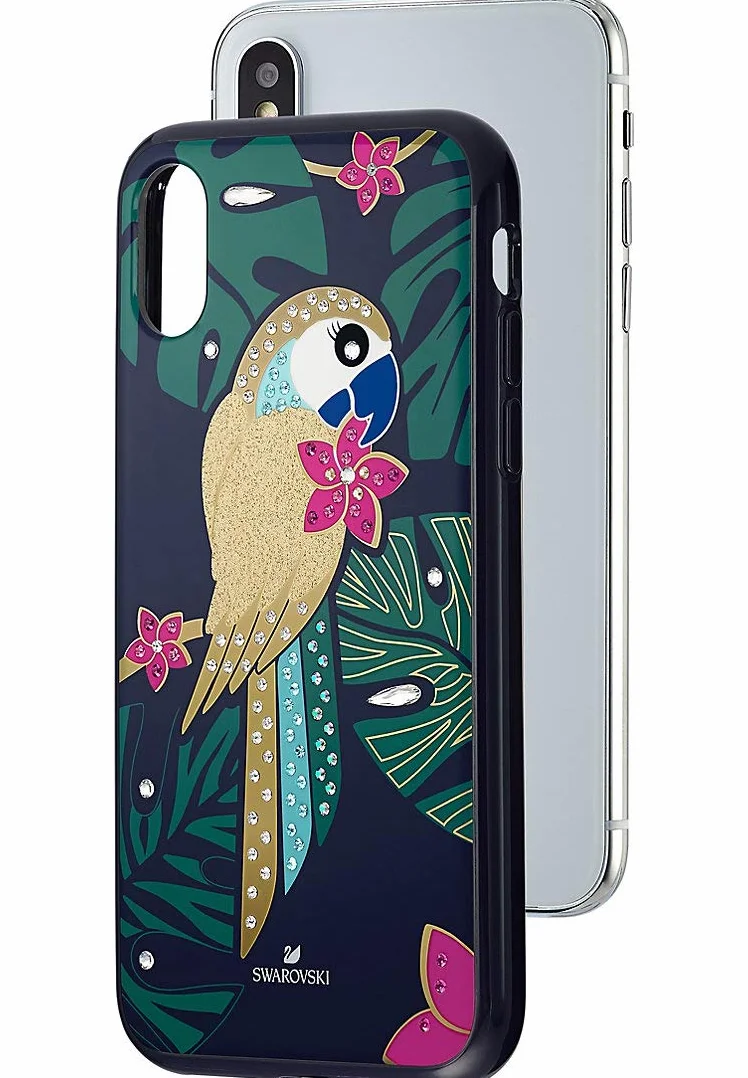Swarovski Etui na smartfony ze sztywną ochroną Tropical Parrot, iPhone® X - XS, ciemne kolory - 5520550