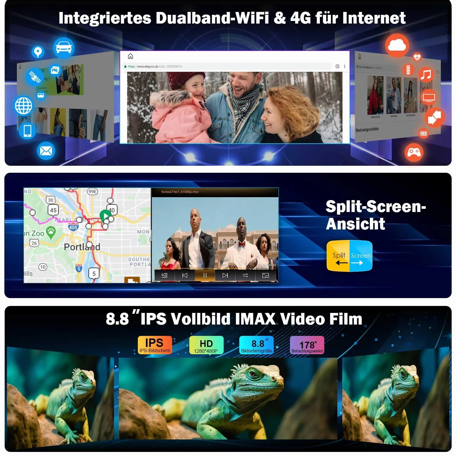 Erisin 10,25" 8-rdzeniowy 4 GB + 64 GB Android 13 radio samochodowe GPS nawigacja do Audi A4/A5/B8/S4/S5/RS4/RS5 obsługuje IPS Screen OEM Bluetooth 5.0 DAB+ Wireless CarPlay Android Auto USB Can-Bus