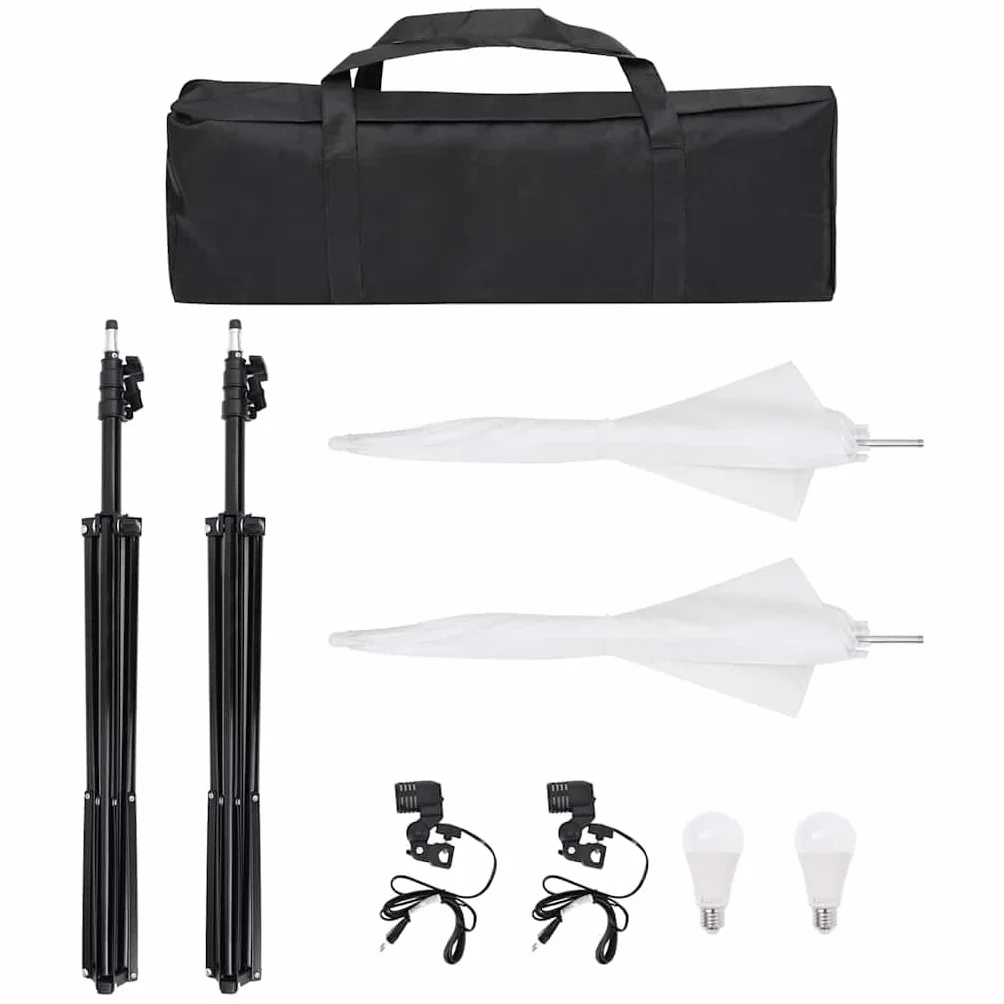 Zestaw do studia fotograficznego z oświetleniem, tłem, reflektorem, lampami LED ze światłem dziennym, aluminiowymi statywami, ściemnianiem, 5500 K, 2 abażury, reflektor 5 w 1, przenośny, do