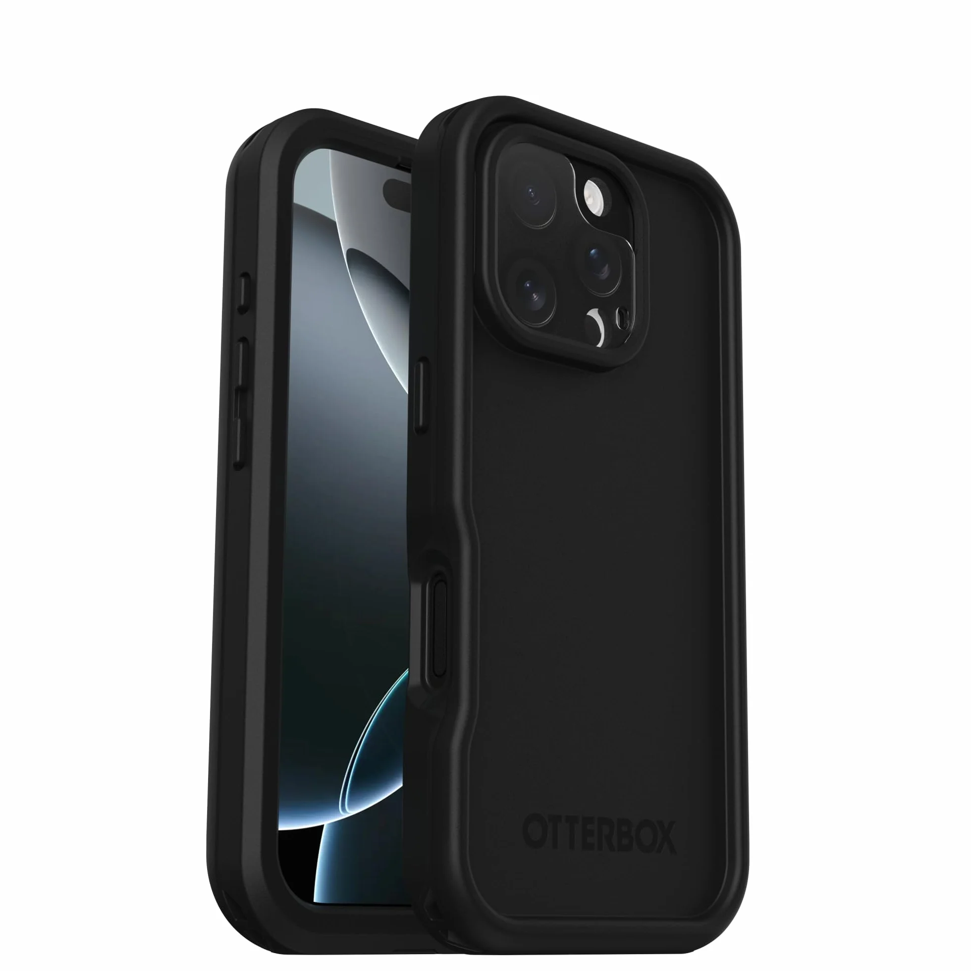 OtterBox Wodoodporne etui z serii FR do iPhone'a 16 Pro z funkcją MagSafe (zaprojektowane przez LifeProof) – czarne, wodoodporne, 60% tworzywo sztuczne z recyklingu, eleganckie i stylowe