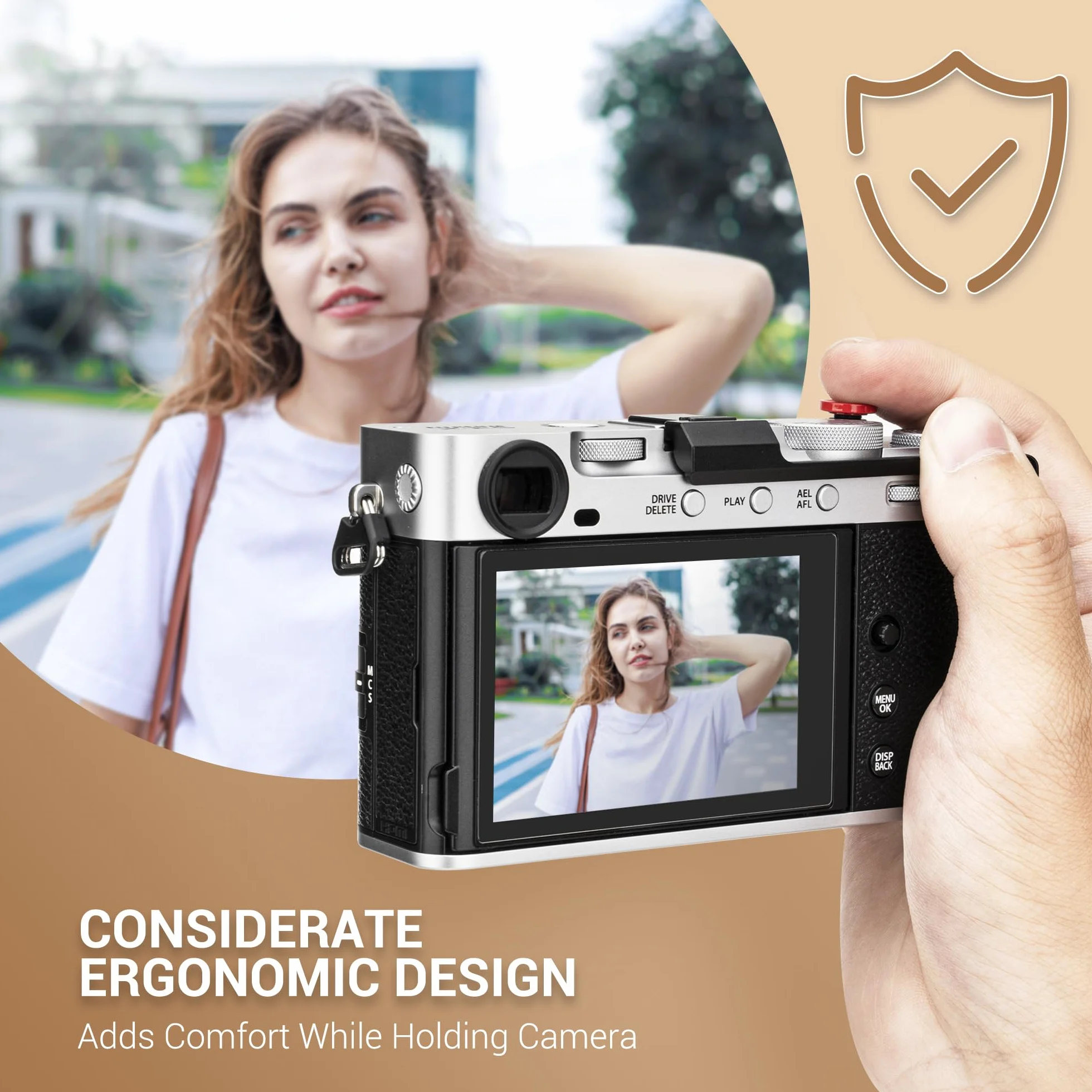 JJC XE5 Metalowy uchwyt kciuka w górę gorąca stopka wsparcie kciuka uchwyt do aparatu FUJIFILM FUJI X-E5, ulepszony uchwyt do fotografowania jedną ręką, czarny