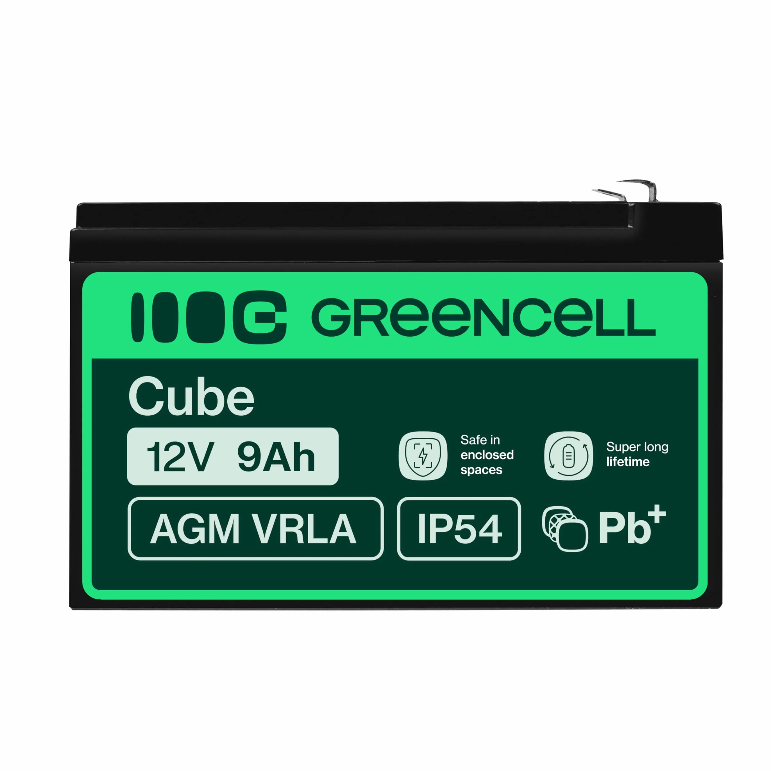 Green Cell AGM 12 V 9 Ah akumulator ołowiowy VRLA akumulator ołowiowy akumulator zastępczy akumulator żelowy akumulator odporny na cykle Unbemann UPS | UPS | akumulator zapasowy, AGM06
