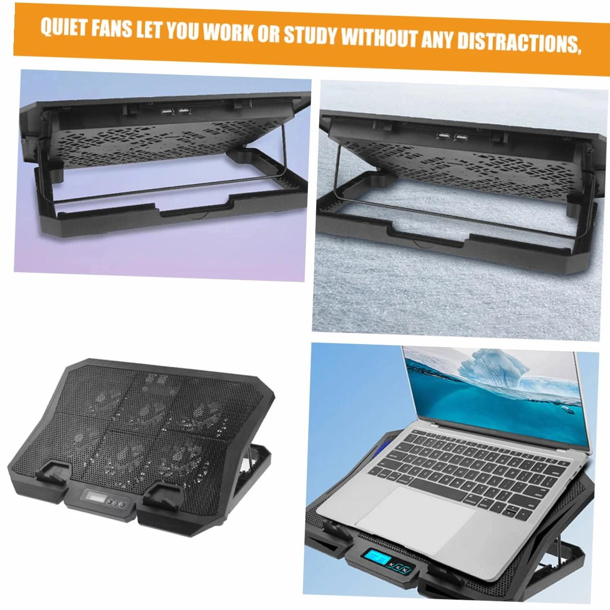 Regulowany Stojak pod Laptop z Wentylatorem Chłodzącym Stabilna Podstawka Pc Cooler z Portem USB Przenośny i Cichy Laptop Fan Cooling Pad Idealny Do Pracy i Podróży