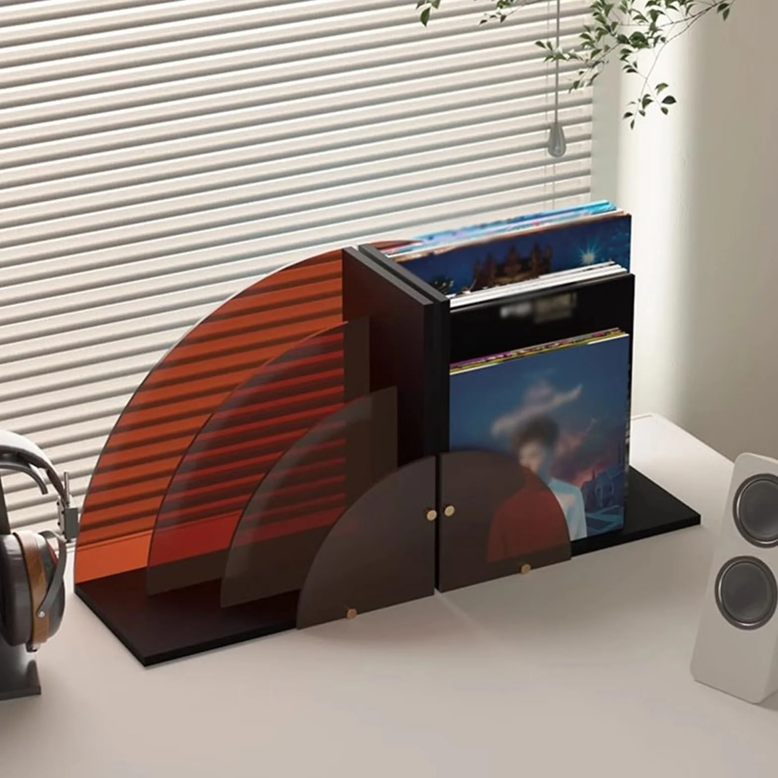 Przechowywanie płyt CD Stojak na płyty winylowe w kształcie wachlarza, akrylowy, kreatywny, do przechowywania i eksponowania płyt CD Nagrywać