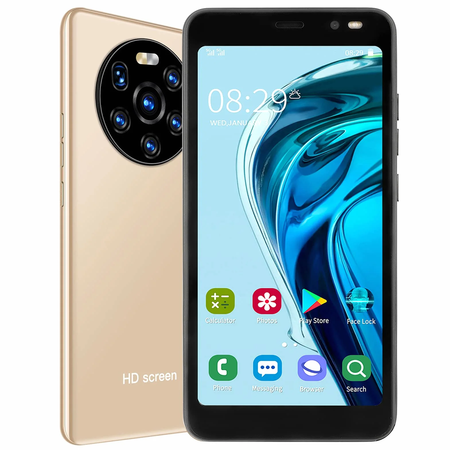 Telefon Komórkowy, Trwały Telefon Z Ekranem HD Mate40 Pro 5,45 Cala, Podwójna Karta, Podwójny Tryb Gotowości, 512 MB, 4 GB(Złoto)