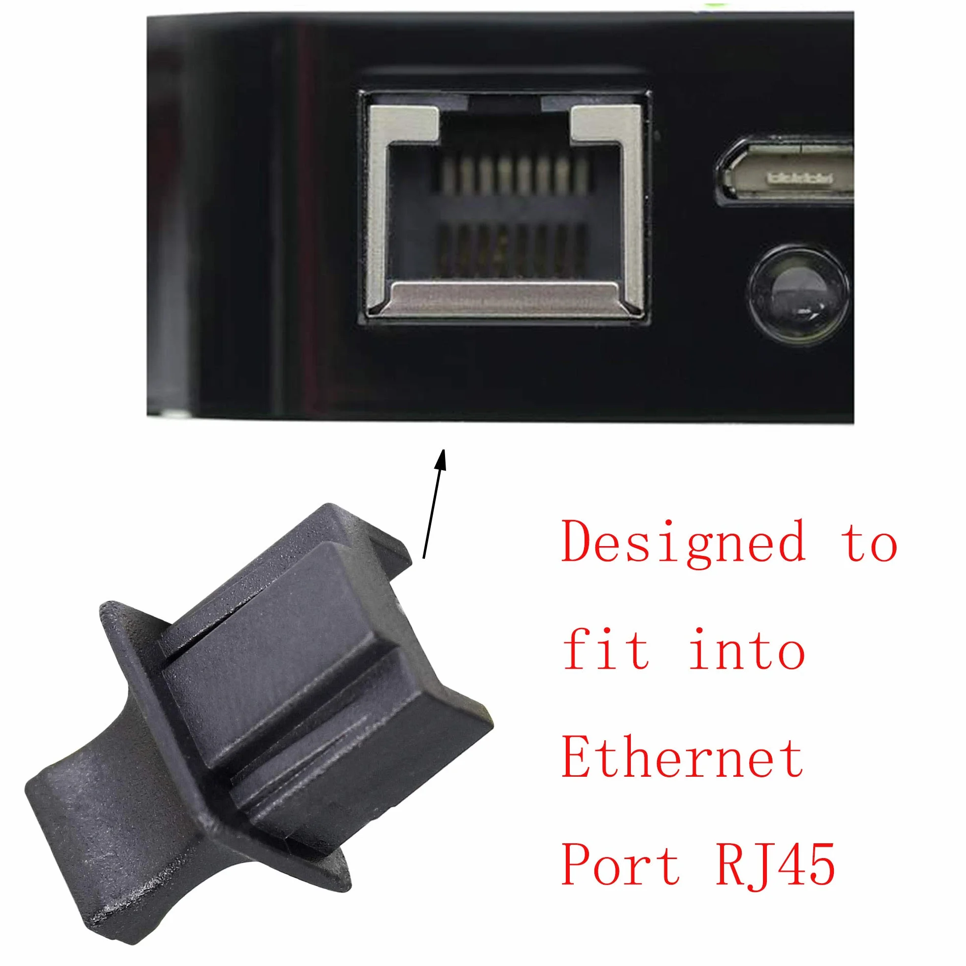 FENGQLONG Osłona przeciwpyłowa RJ45 Port koncentratora Ethernet 50 szt. czarna