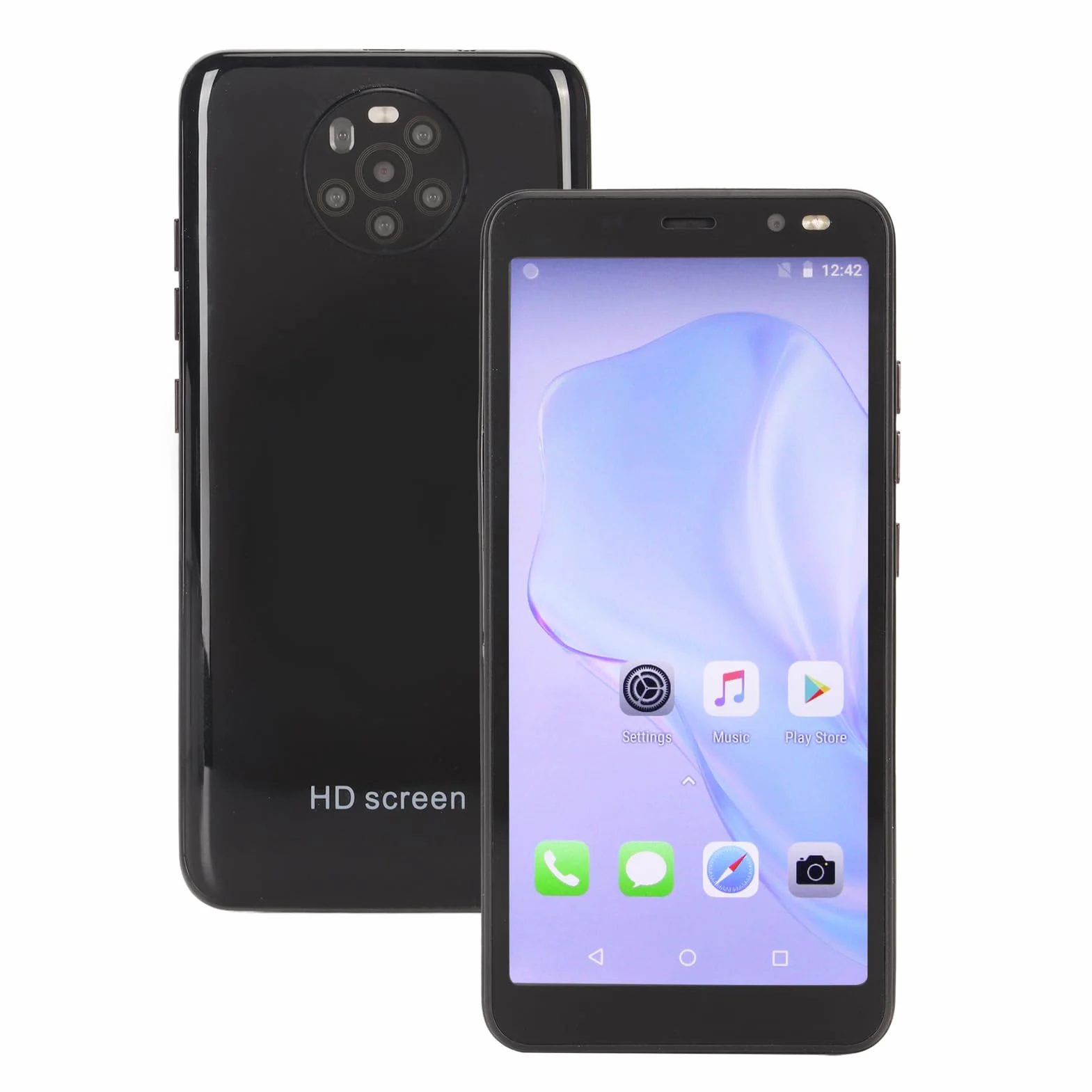 Telefon Komórkowy, Aparat 5 MP 8 MP, Smartfon, Wielofunkcyjna Bateria 4800 MAh do Podróży (Czarny)