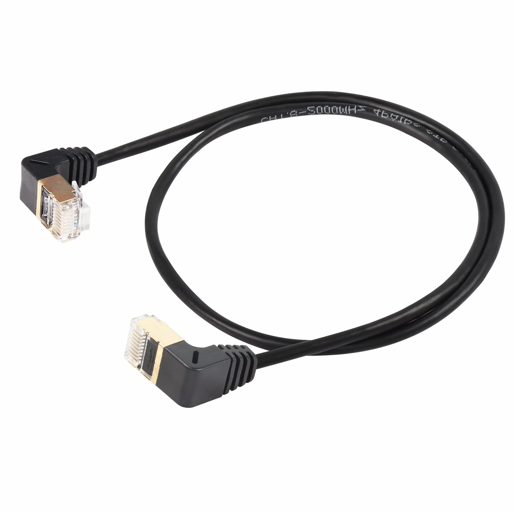 SinLoon RJ45 Cat 8 męski na męski, 90 stopni, szybki kabel sieciowy 40 Gb/s, 2000 MHz do modemu routera (UP to up)