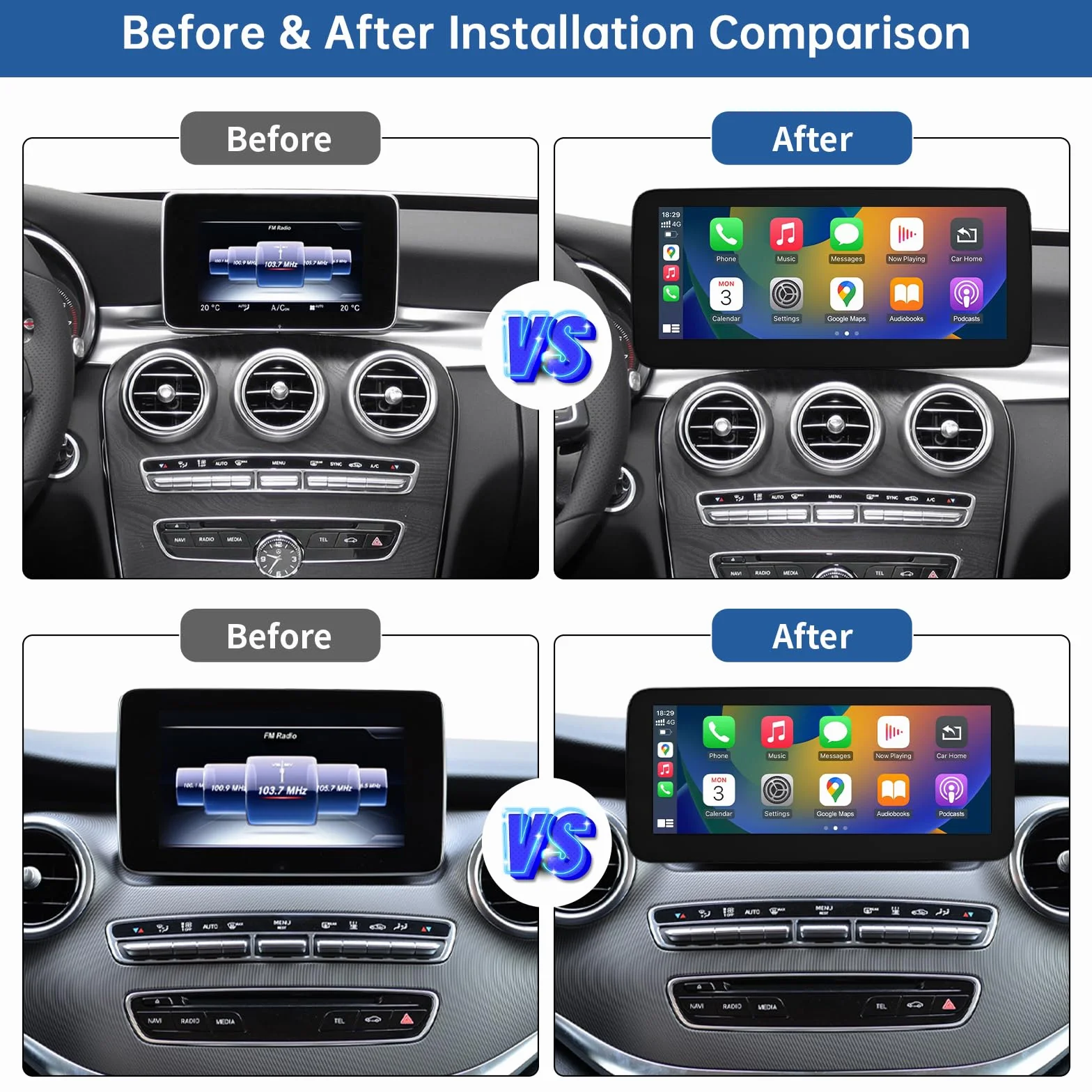 Road Top Radio samochodowe 12,3 cala Draadloze CarPlay Android Auto Touch Screen voor Mercedes Benz C GLC V Klasse W205 W447 2016-2018 Jaar met NTG5.0, Ondersteuning Mirrorlink | W205 W447 z NTG5.0/5.1/5.2 (2016-2018), ekran dotykowy Linux z ultrawąskim,