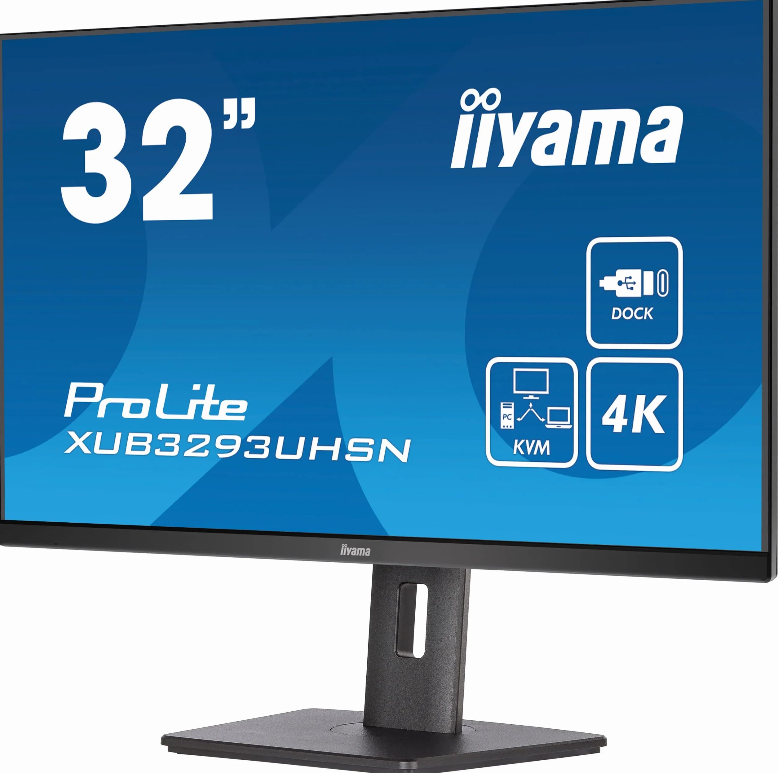 iiyama Prolite XUB3293UHSN-B5 80 cm 31,5" IPS LED monitor 4K UHD HDMI DP USB3.0 USB-C 65 W LAN przełącznik KVM Slim-Line regulacja wysokości, czarny