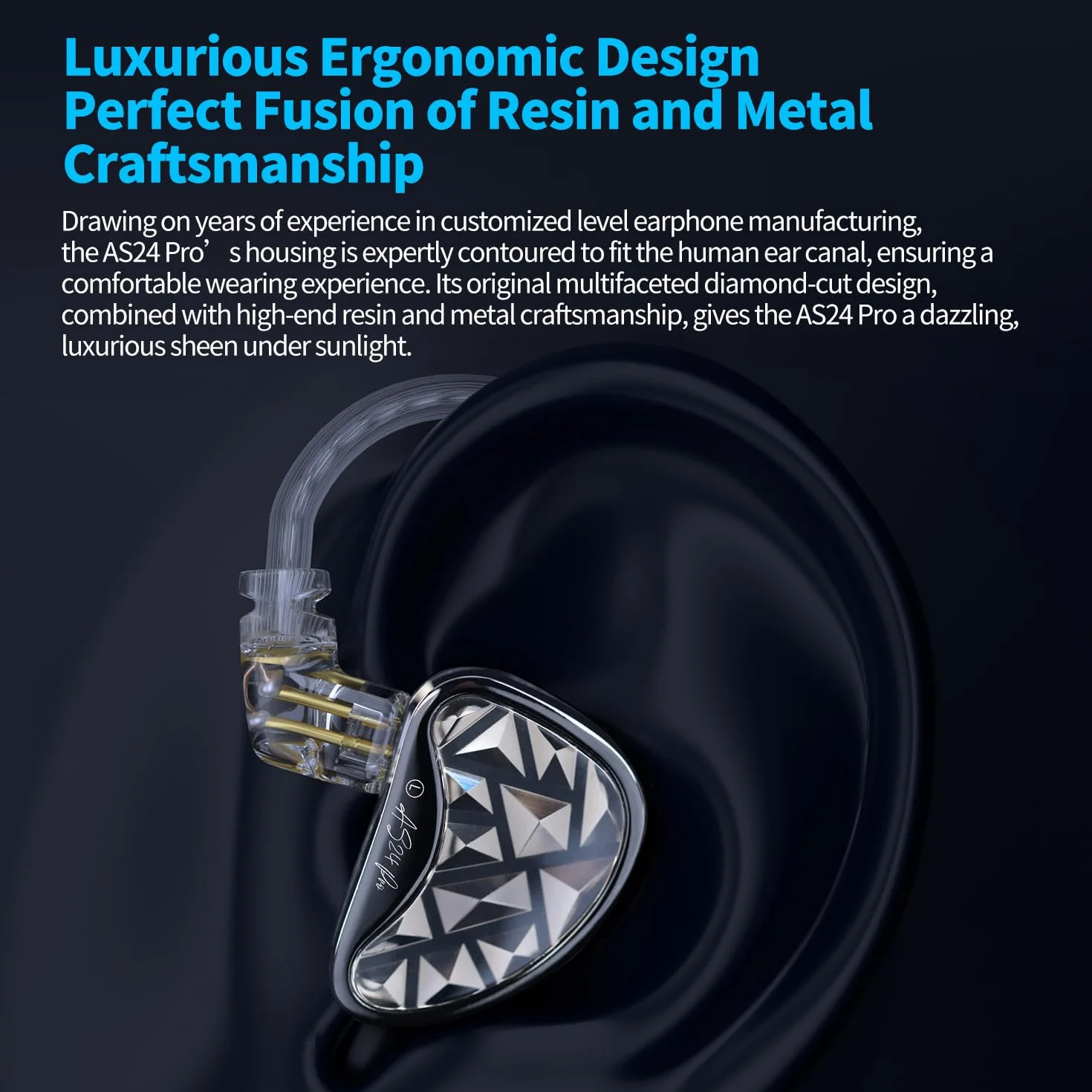 KZA COUSTICS AS24 PRO 24 IEM zrównoważone słuchawki douszne ze zbalansowaną zbroją słuchawki studyjne ze standardową wersją i strojeniem dźwięku HiFi dla audiofilskich muzyków (strojenie mikrofonowe)