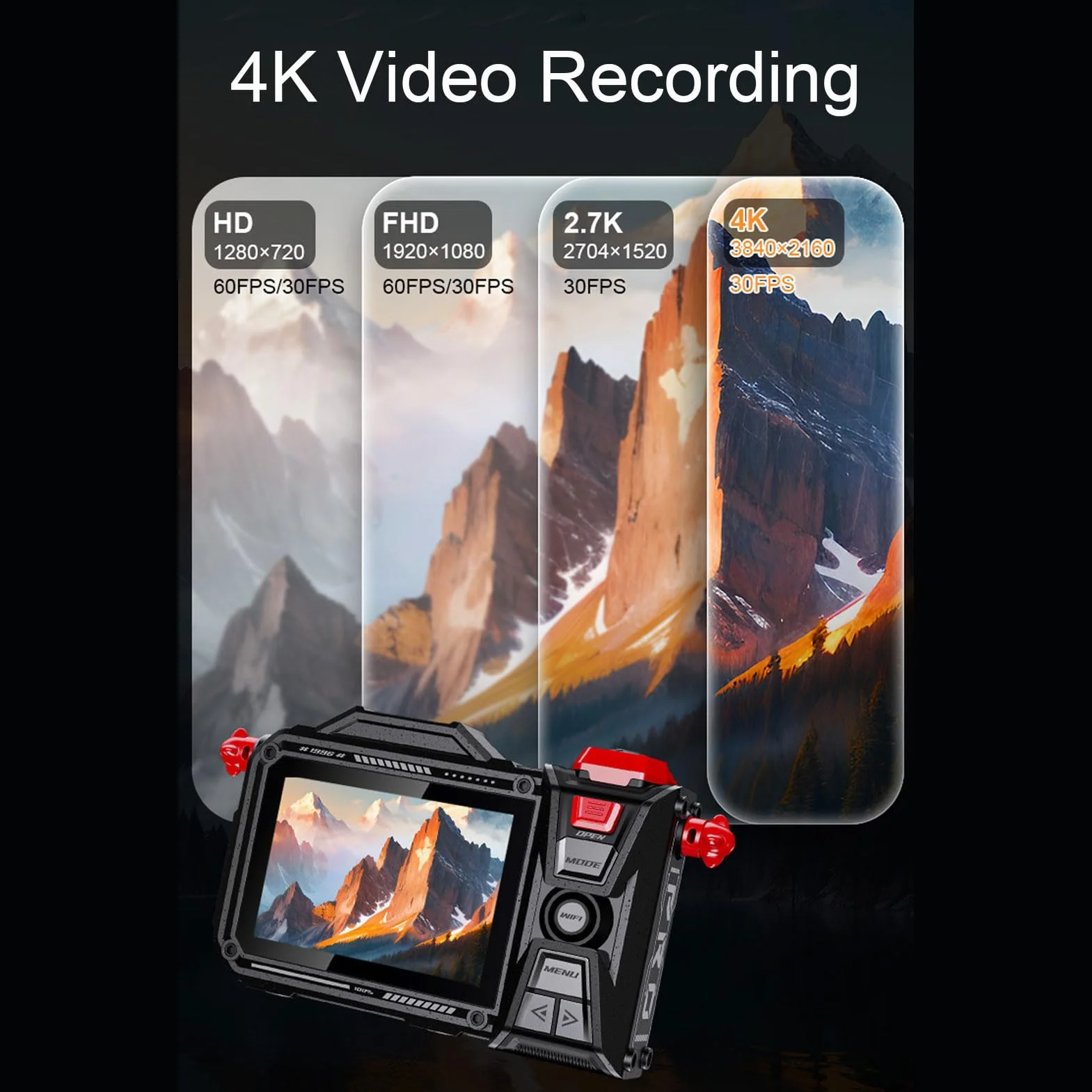 Aparat Cyfrowy 4K do Robienia zdjęć i Filmów, Aparat do Vlogowania 70 MP z 50-krotnym Zoomem Cyfrowym, Ekranem TFT 3,5 Cala, wbudowaną lampą błyskową, Wieloma Filtrami, kartą