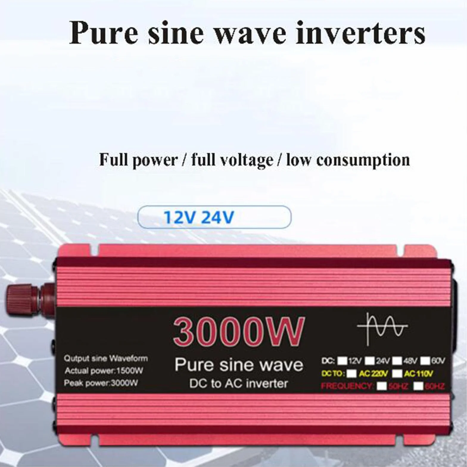 Przetwornica czystej fali sinusoidalnej 3000 W DC 12 V / 24 V na AC 110 V / 220 V Transformator Przetwornica mocy Falownik solarny